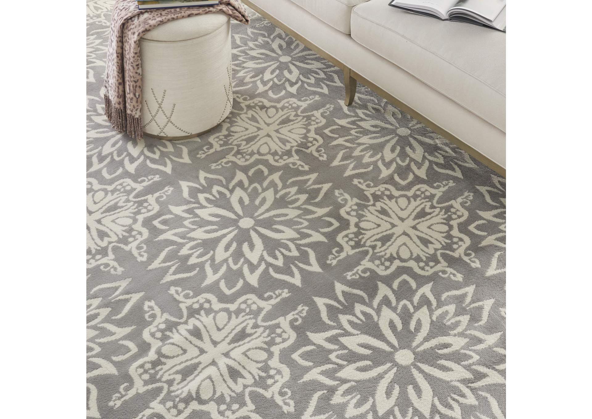Nourison Jubilant JUB06 Grey 7'x10' Floral Area Rug,Nourison