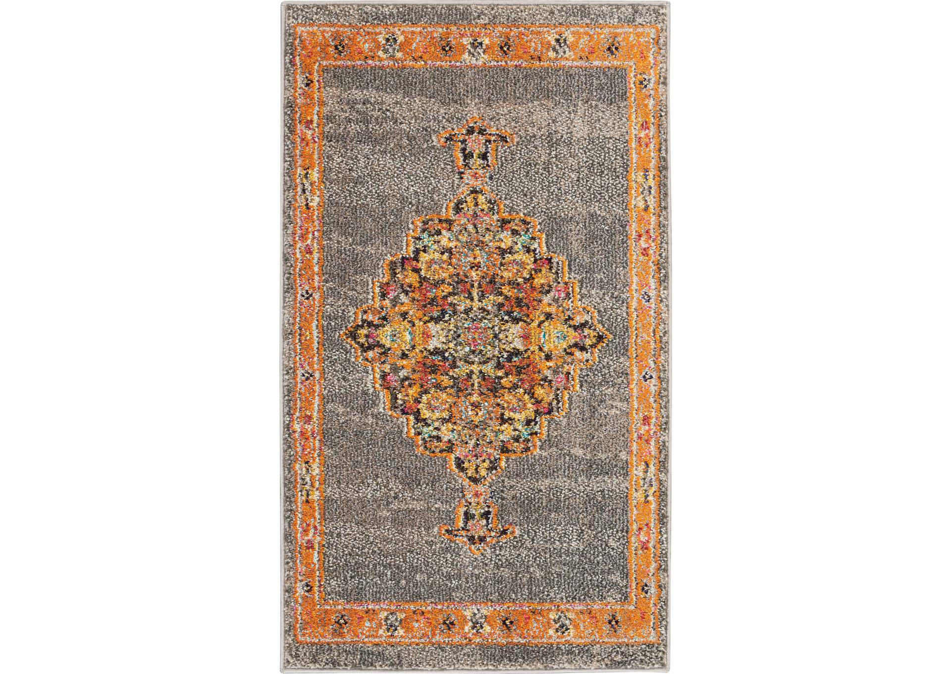 Nourison Passionate 2' X 4' Grey Multicolor Persian Area Rug,Nourison