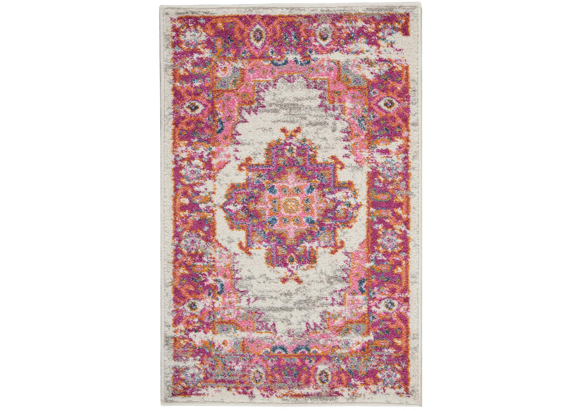 Nourison Passion 2' X 3' Pink and White Vintage Area Rug,Nourison
