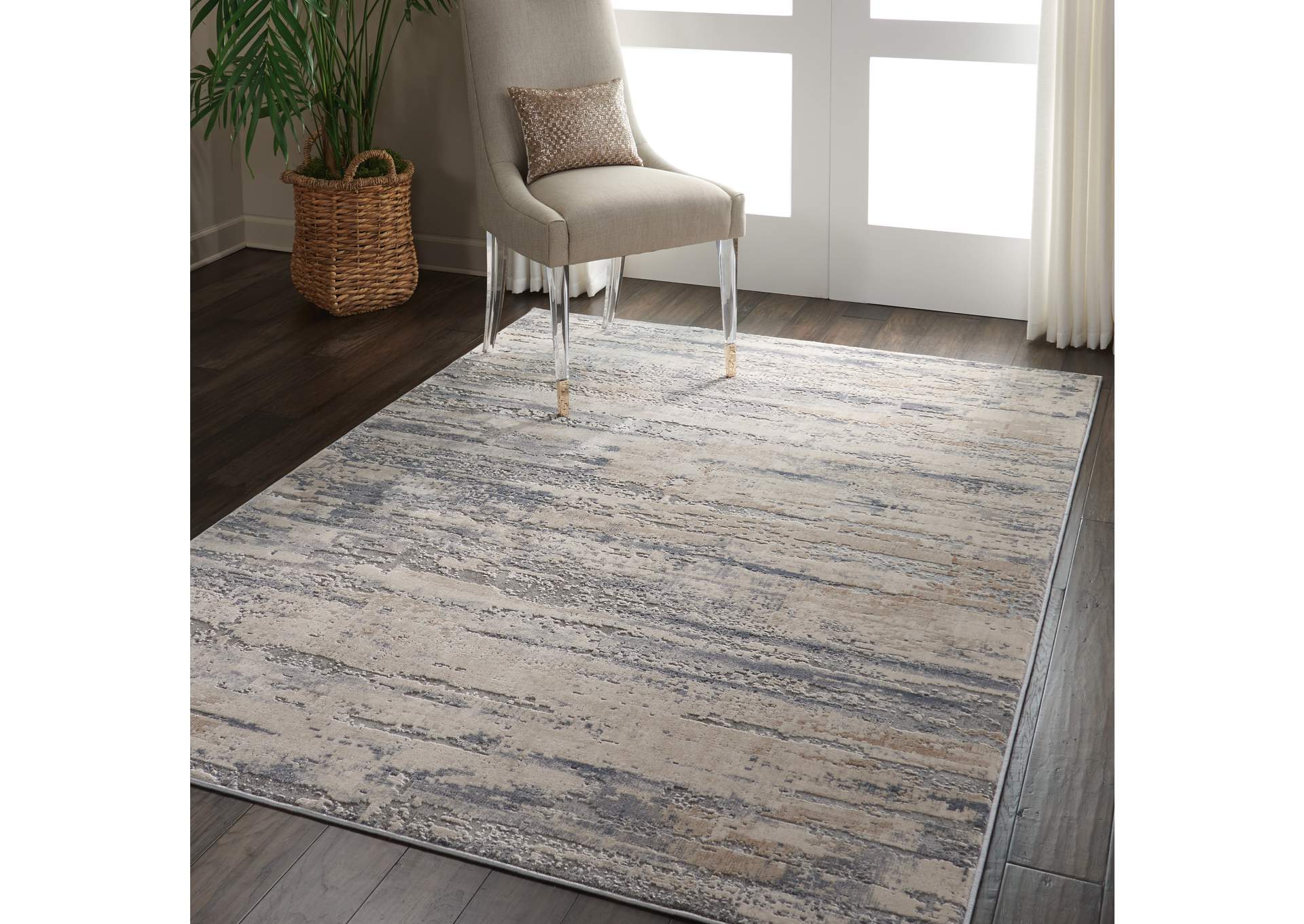 Nourison Rustic Textures RUS04 Beige and Grey 5'x7' Rustic Area Rug,Nourison