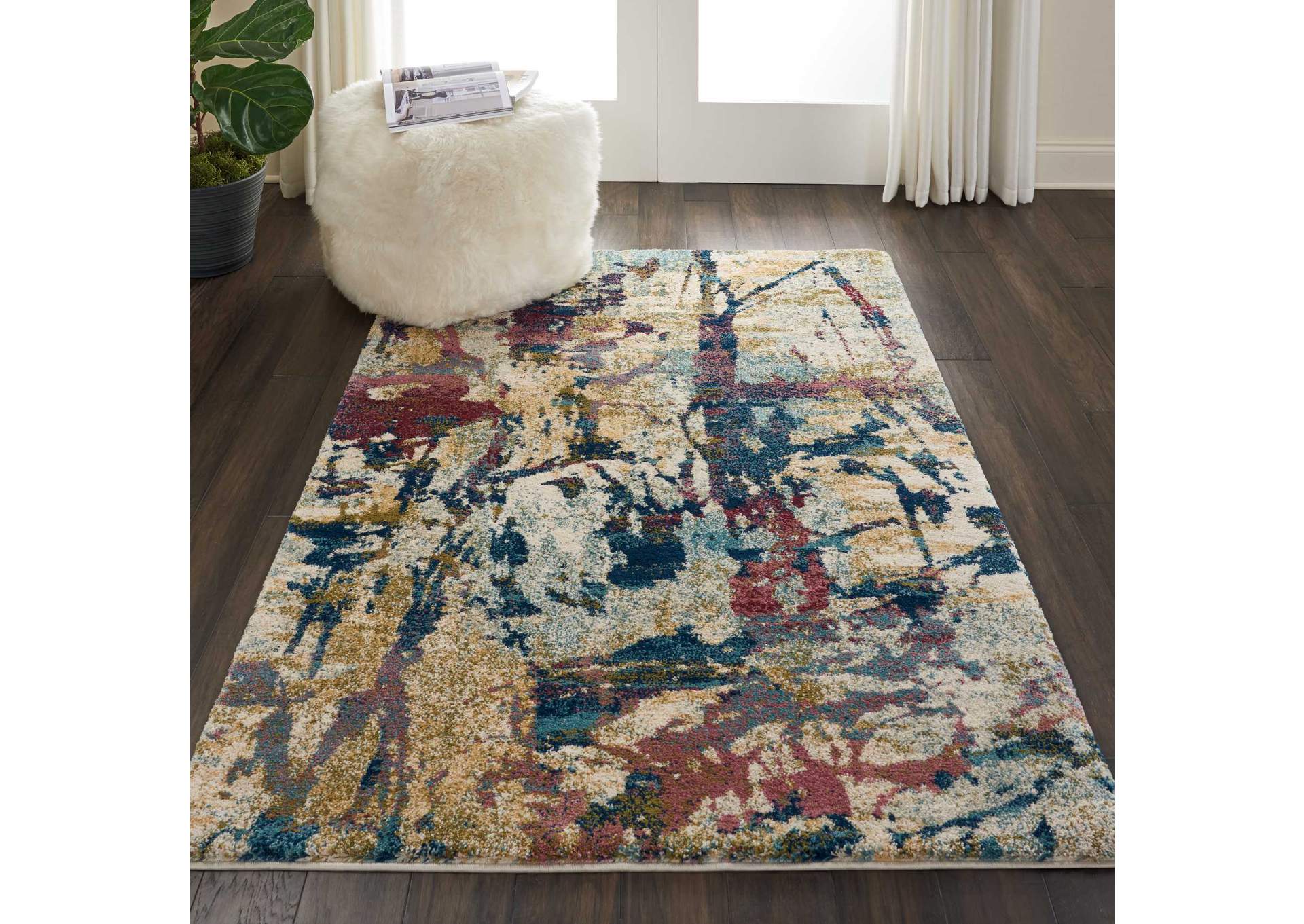 Nourison Fusion FSS10 Multicolor 4'x6' Colorful Area Rug,Nourison