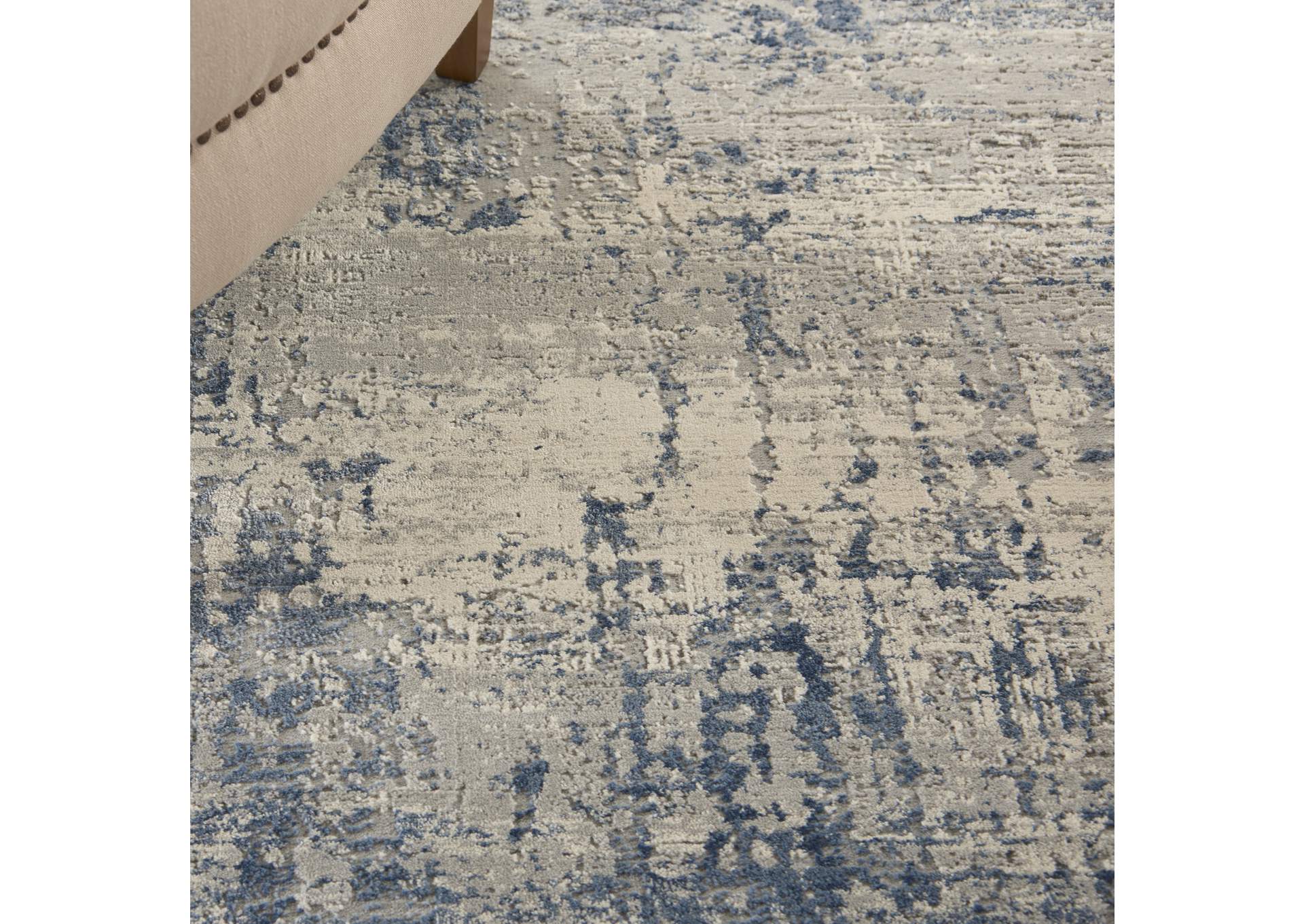 Nourison Rustic Textures RUS10 Blue and Grey 4'x6' Abstract Area Rug,Nourison
