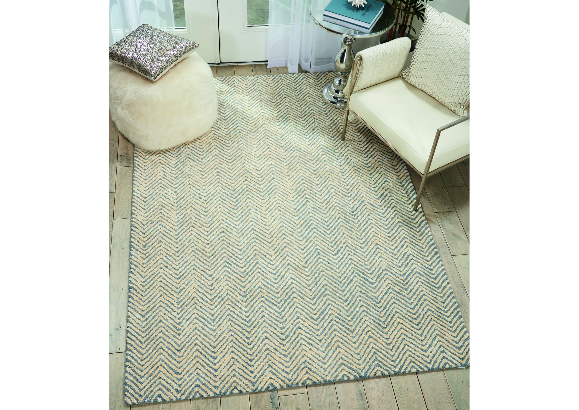 Nourison Deco Mod DEC03 Light Blue/Ivory 5'x7' Area Rug,Nourison