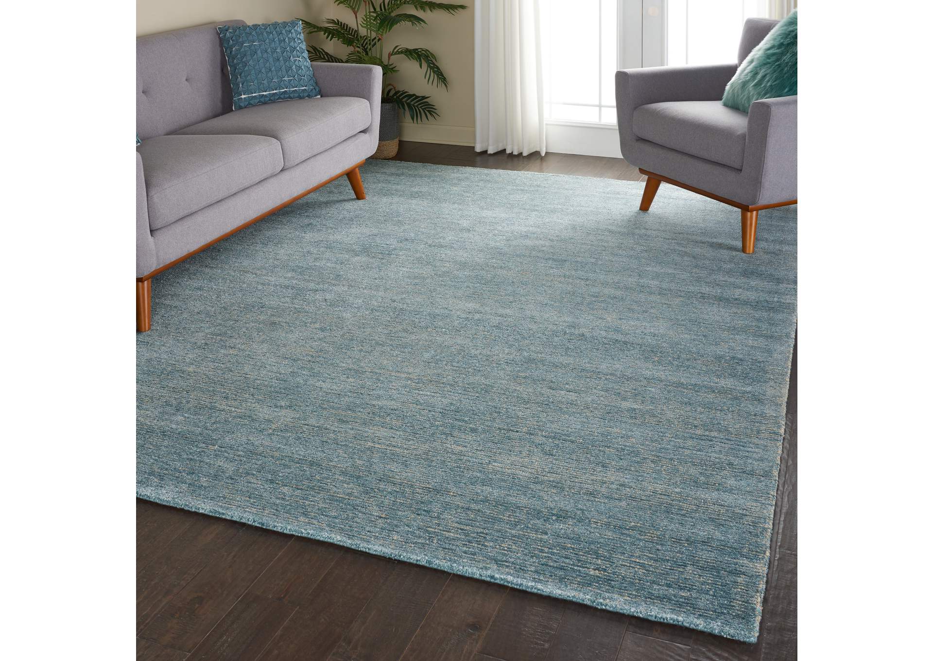 Nourison Weston WES01 Light Blue 8'x11' Oversized Textured Rug,Nourison