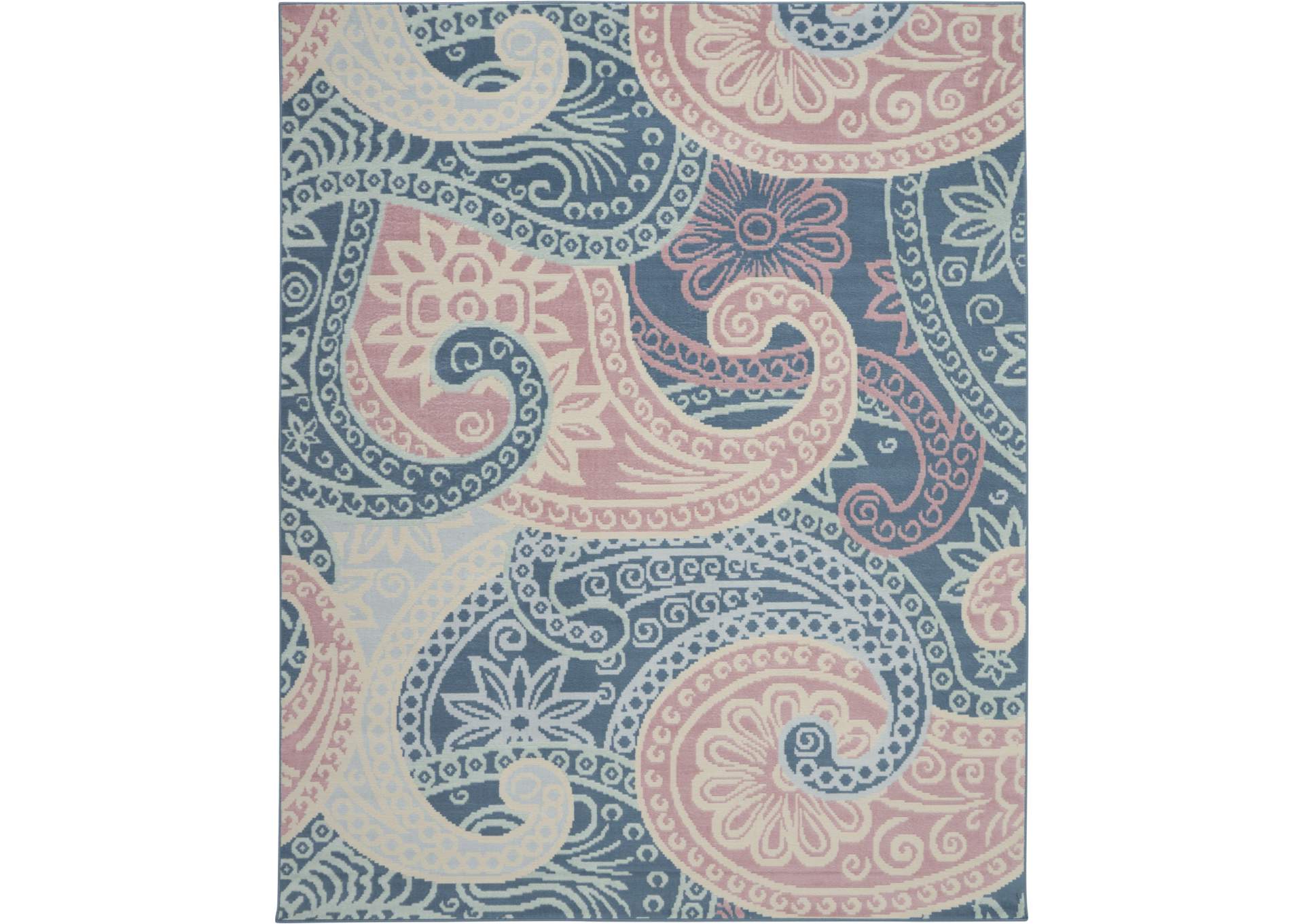 Nourison Jubilant JUB13 Pink and Blue 8'x10' Large Low-pile Rug,Nourison