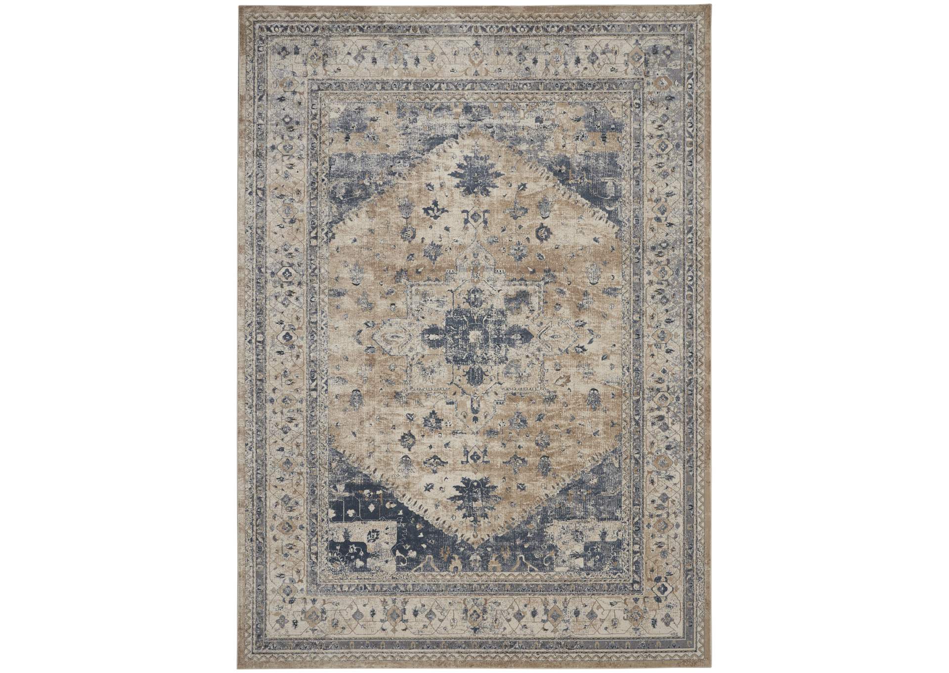 kathy ireland Home Malta MAI02 Beige and Blue 8'x11' Rug,Nourison