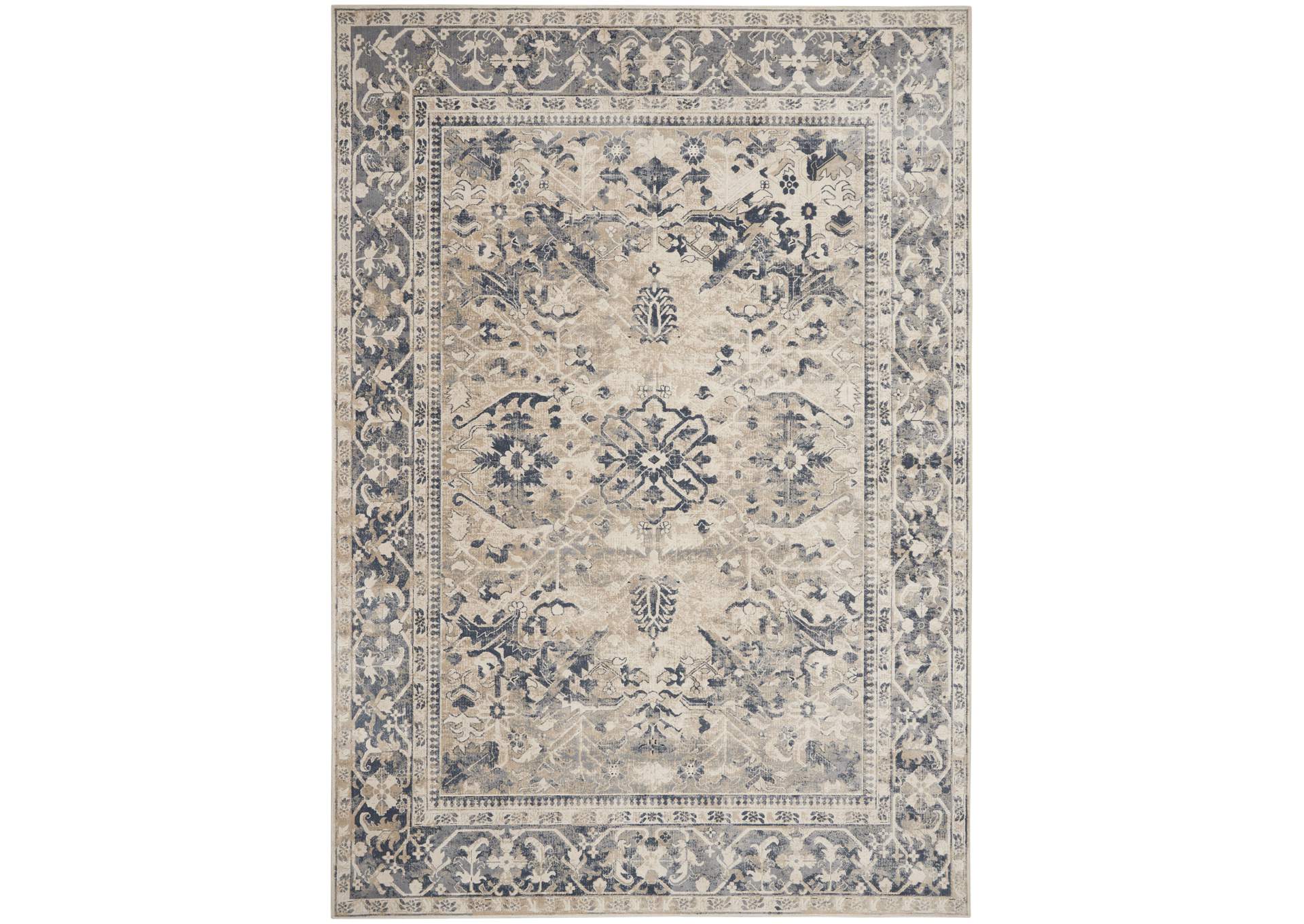kathy ireland Home Malta MAI05 Blue and Ivory 8'x11' Rug,Nourison