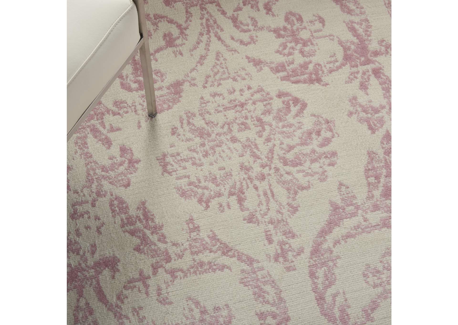Nourison Jubilant JUB09 White and Pink 6'x9' Farmhouse Area Rug,Nourison
