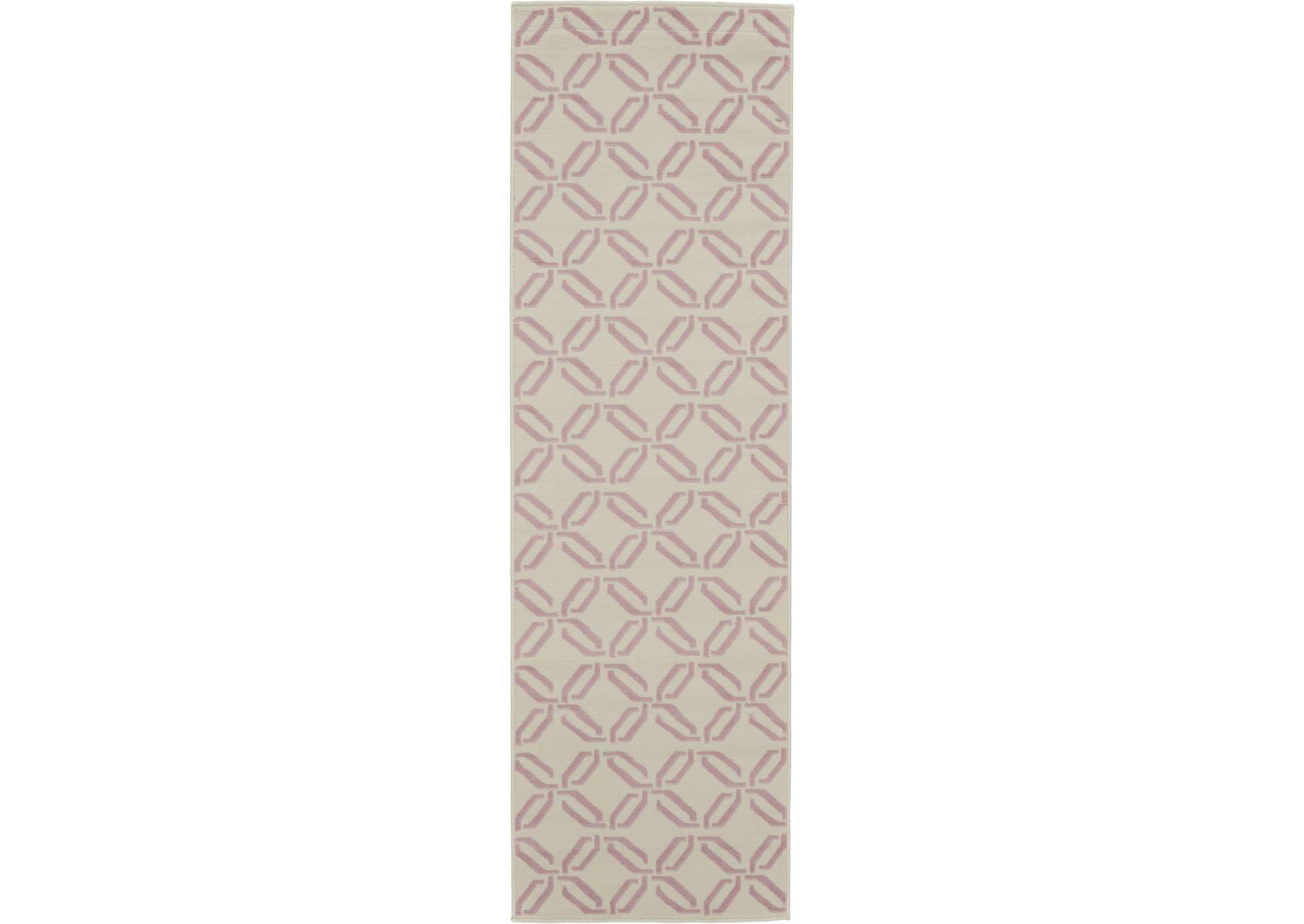Nourison Jubilant JUB17 White and Pink 7' Runner Low-pile Hallway Rug,Nourison