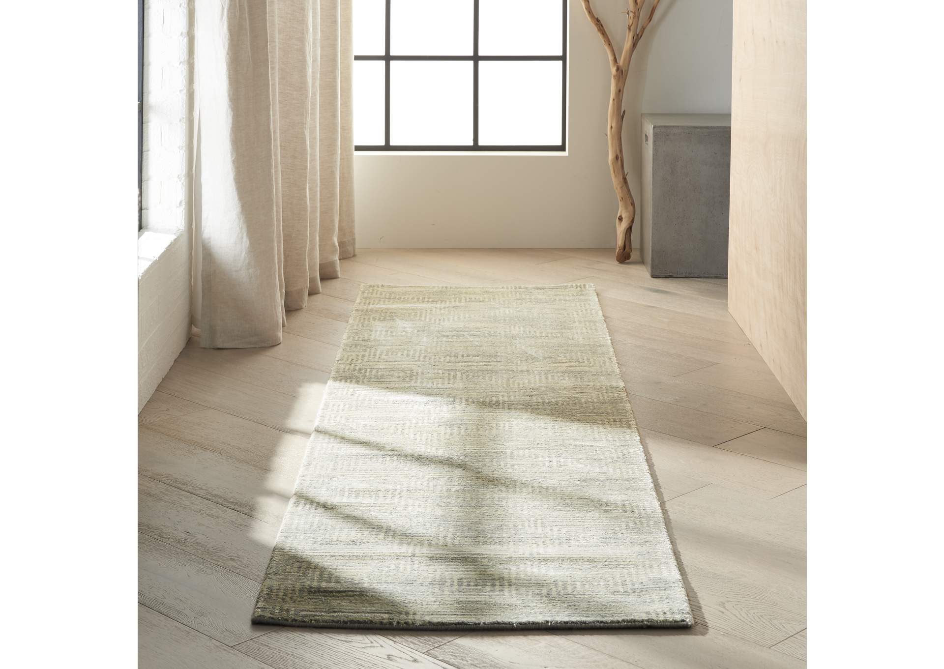 Calvin Klein Home Maya MAY01 Mineral 8' Runner Hallway Rug,Nourison