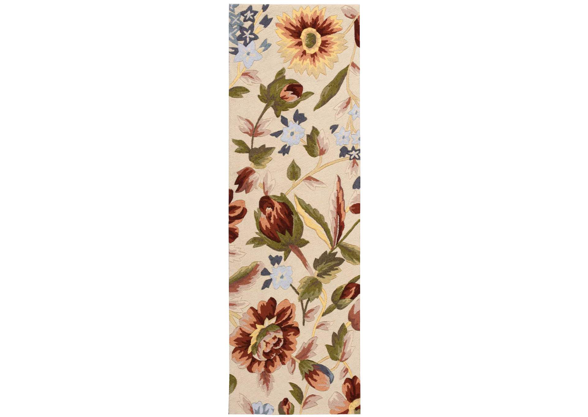 Nourison Fantasy FA23 White Multicolor 8' Runner Hallway Rug,Nourison