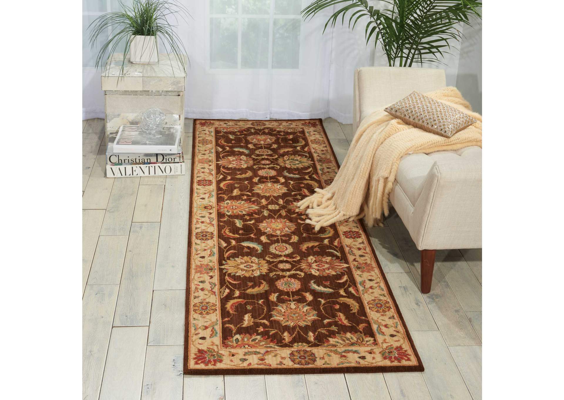 Nourison Living Treasures LI04 Brown 12' Runner Hallway Rug,Nourison