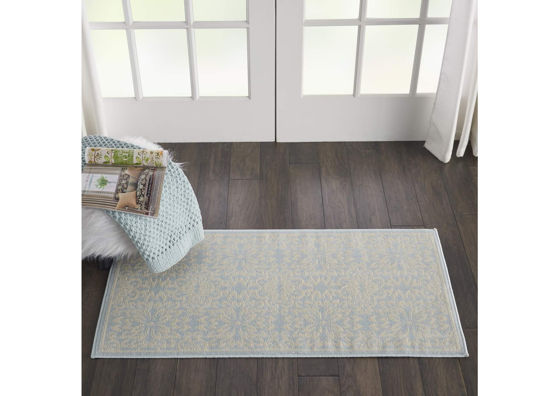 Nourison Jubilant 2' x 4' Small Light Blue Floral Area Rug,Nourison