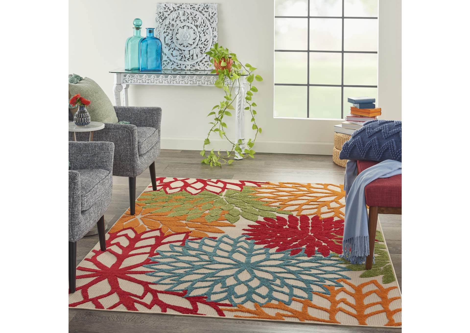 Nourison Aloha ALH05 Green 4'x6' Indoor-outdoor Area Rug,Nourison