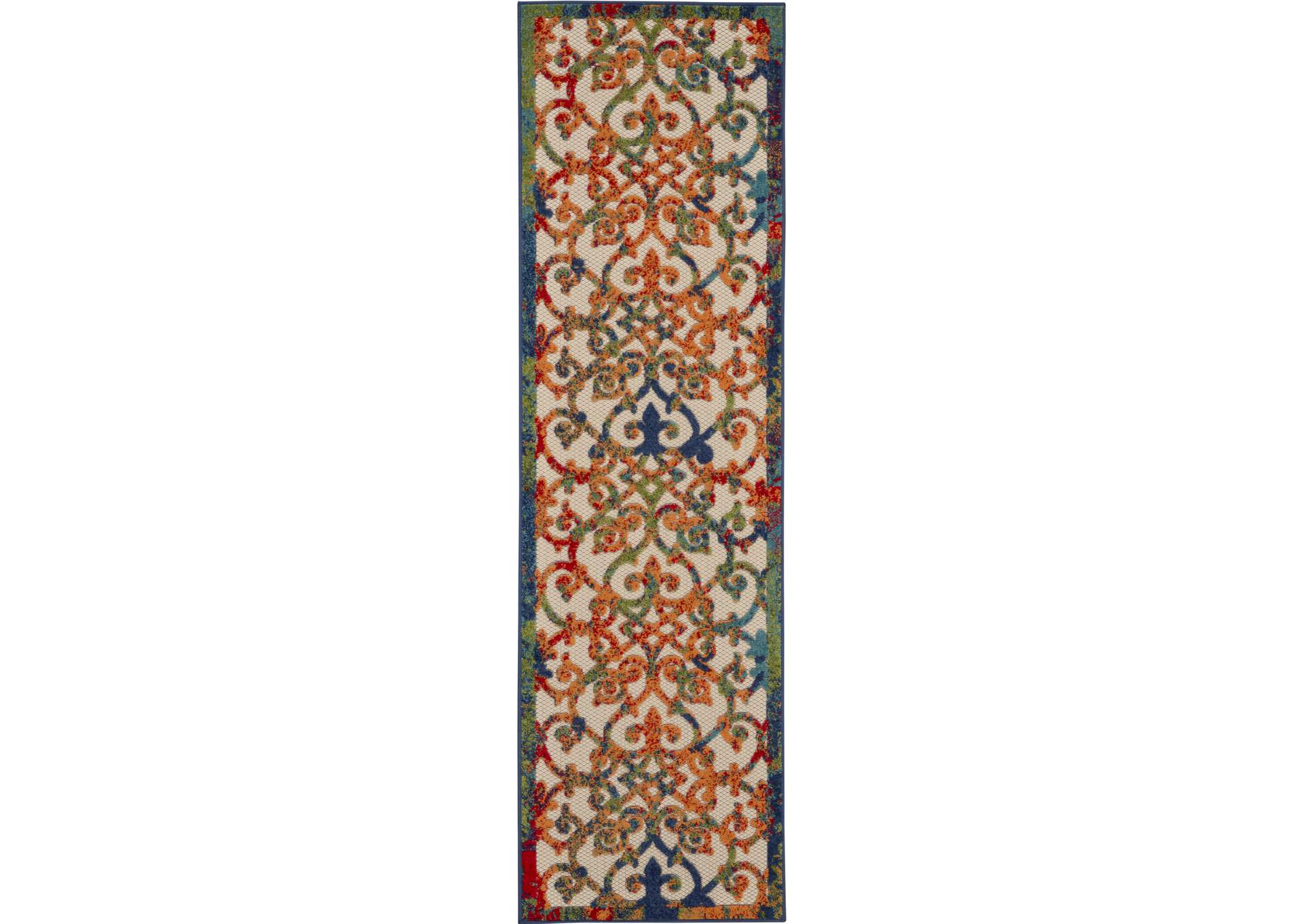 Nourison Aloha ALH21 10' Runner Multicolor Easy-care Indoor-outdoor Rug,Nourison