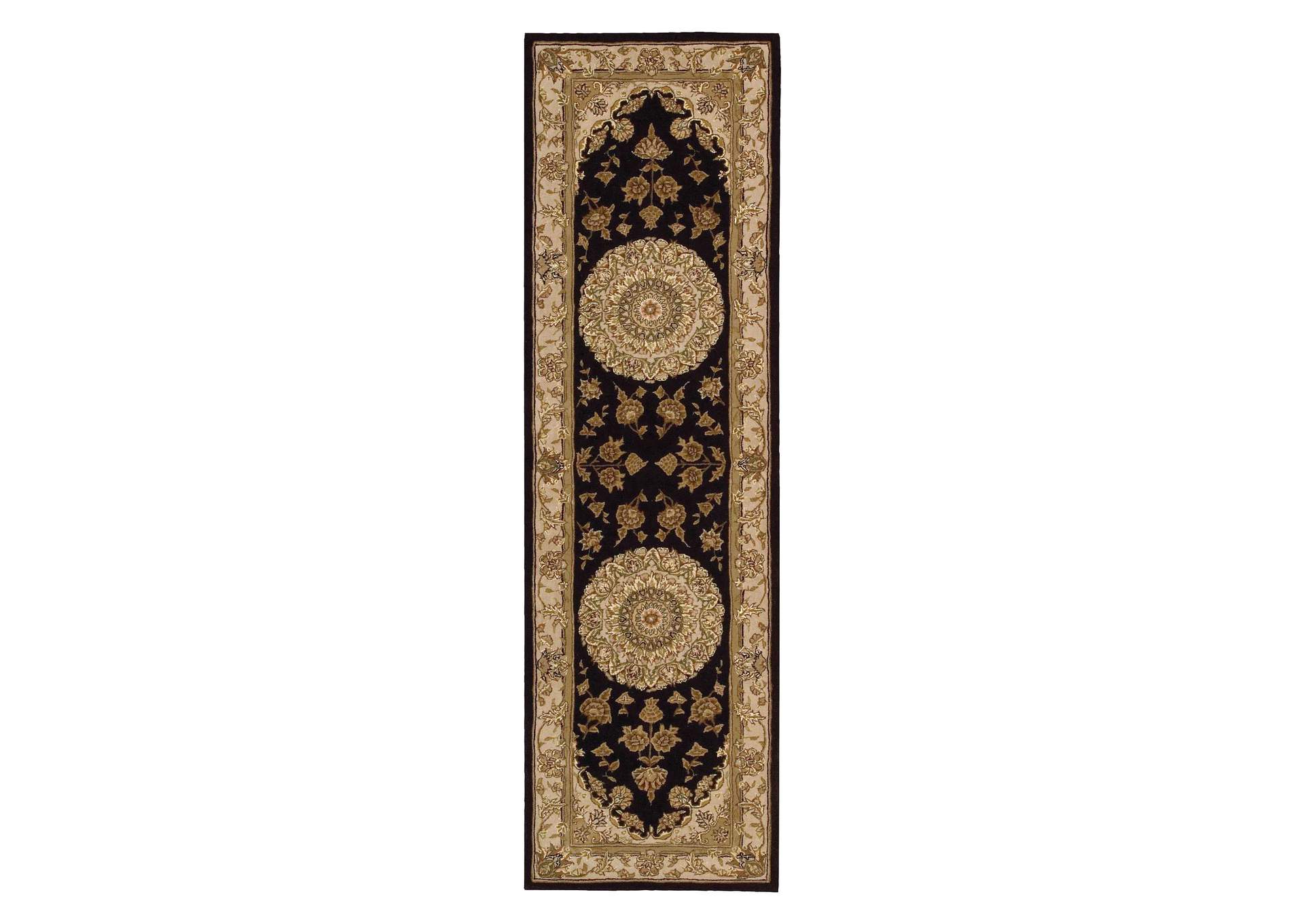 Nourison 2000 2233 Black 8' Runner Area Rug,Nourison