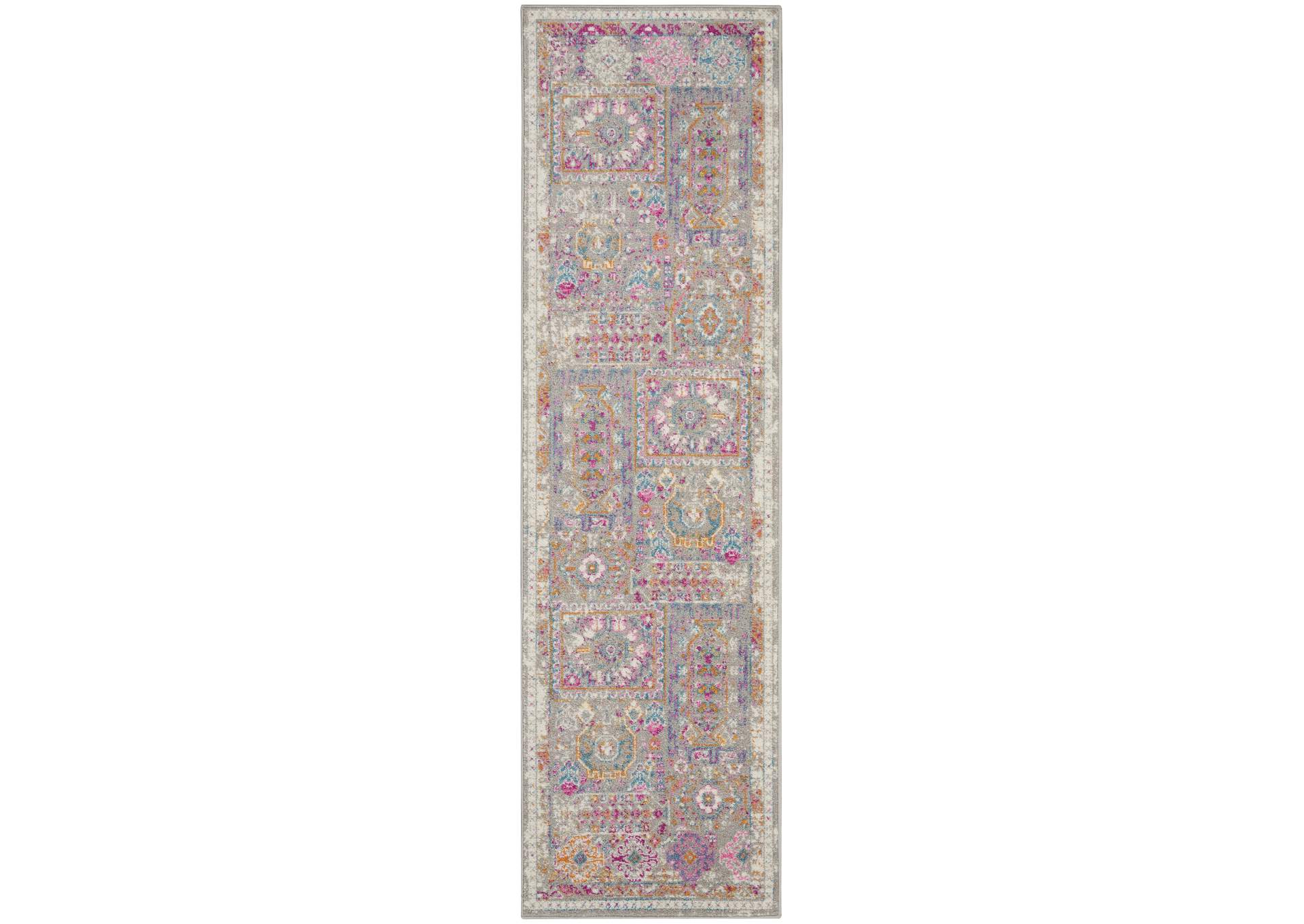 Nourison Passion 10' Runner Grey Multicolor Area Rug,Nourison