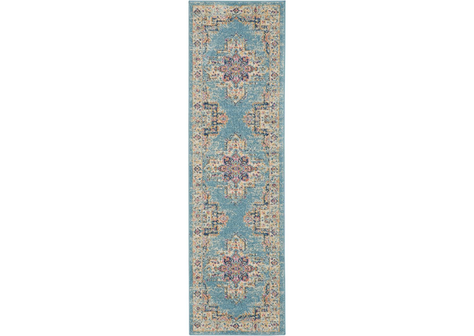 Nourison Passion 8' Runner Ivory Light Blue Area Rug,Nourison