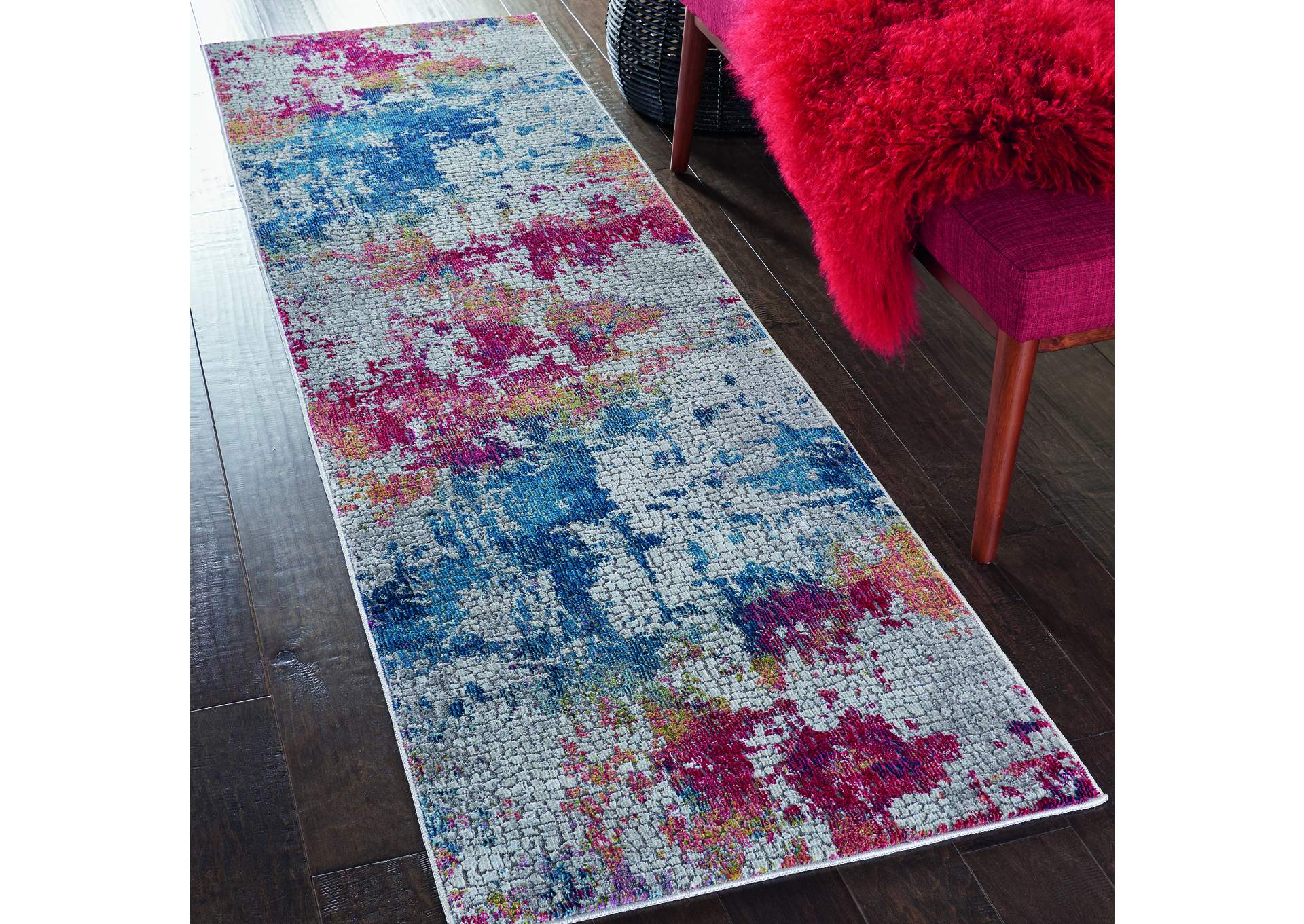 Nourison Ankara Global ANR10 Multicolor 6' Runner Textured Hallway Rug,Nourison