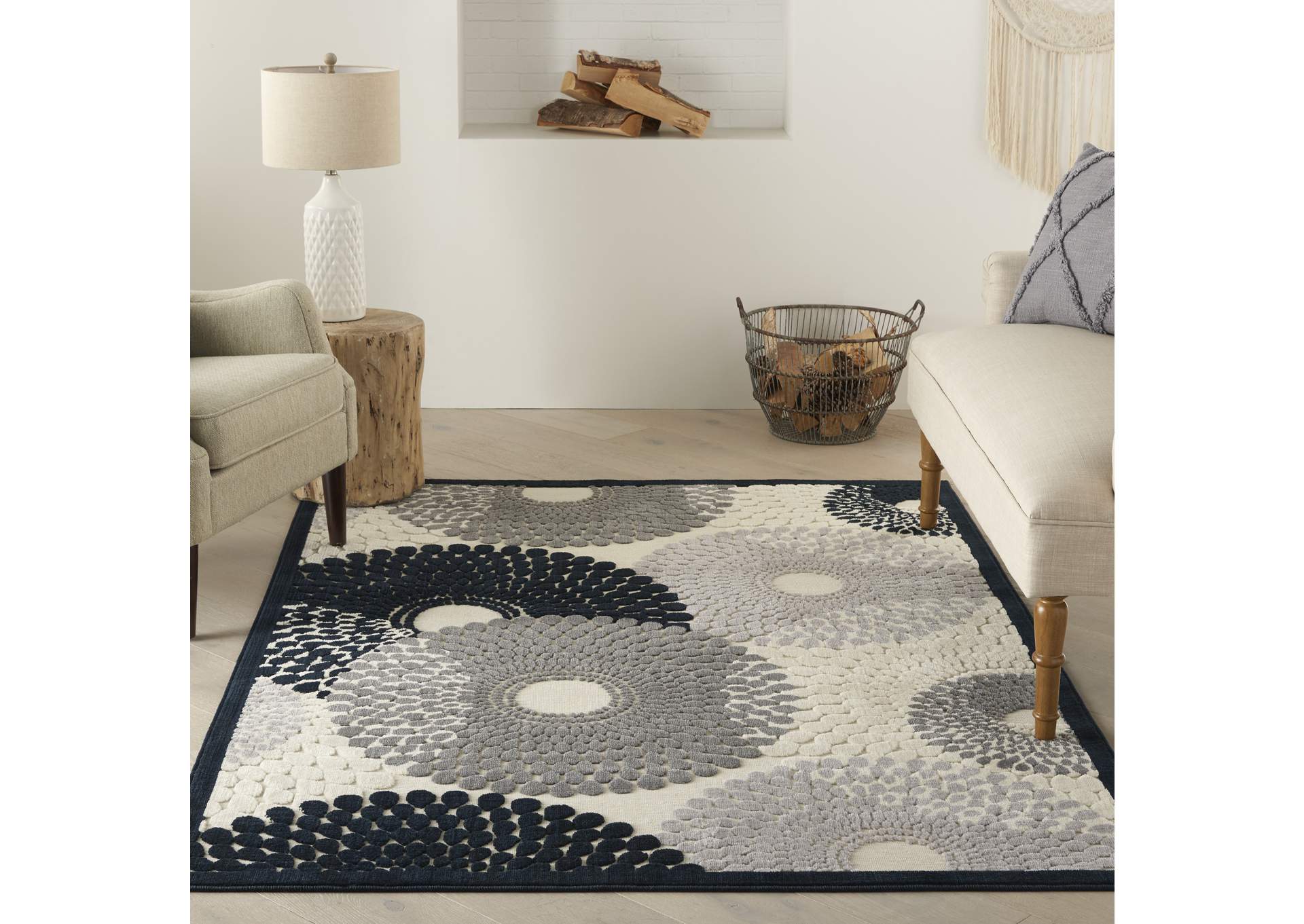 Nourison Graphic Illusions GIL04 Grey 5'x8' Area Rug,Nourison