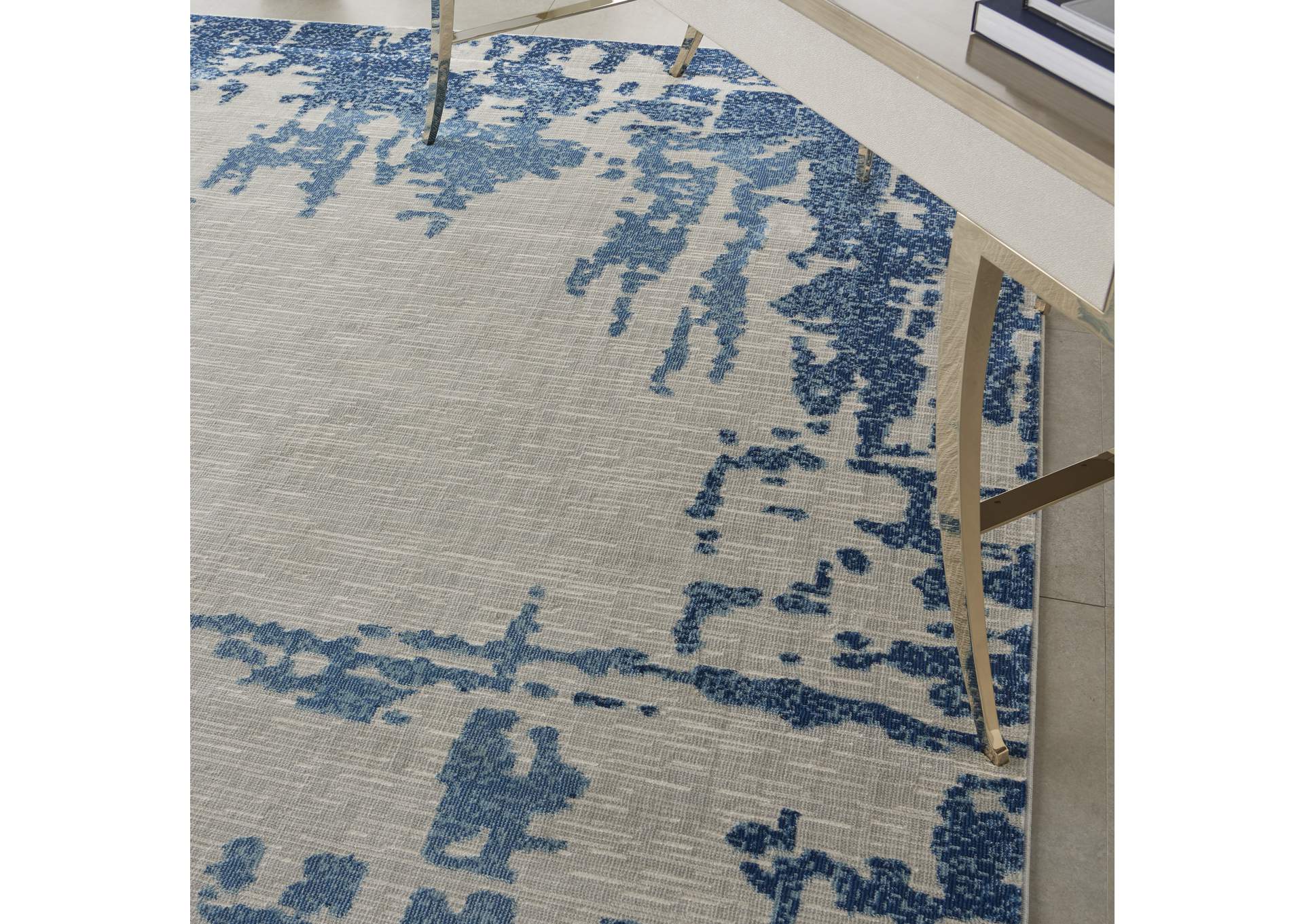 Nourison Etchings 8' x 10' Ivory/Blue Abstract Area Rug,Nourison