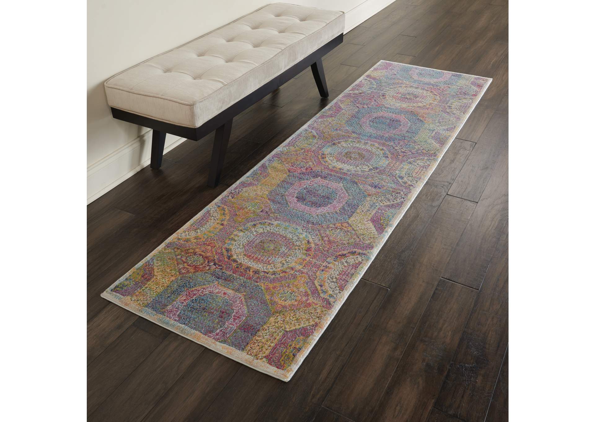 Nourison Ankara Global ANR05 Multicolor 6' Runner Low-pile Hallway Rug,Nourison