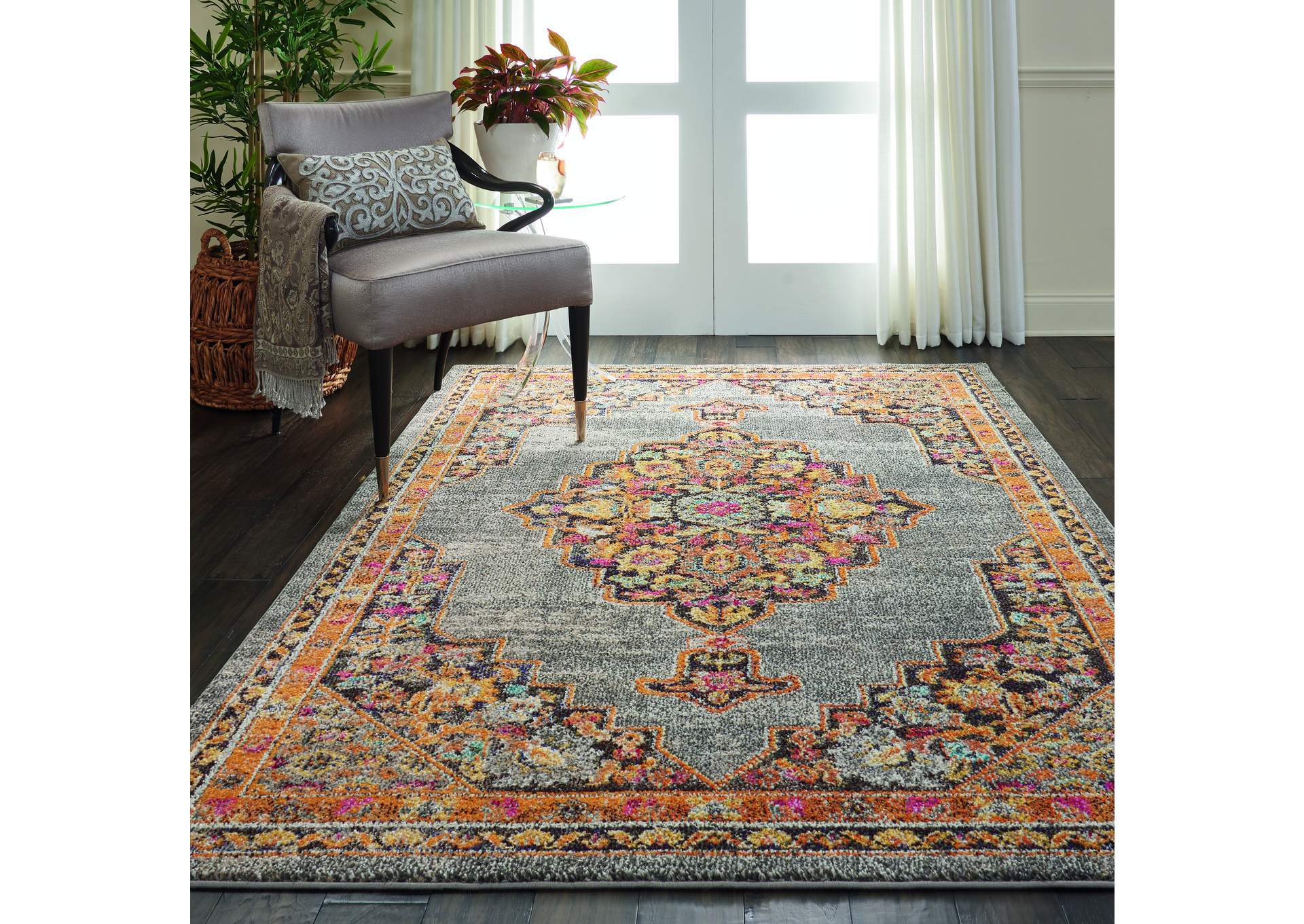 Nourison Passionate PST01 Grey Multicolor 5'x7' Persian Area Rug,Nourison