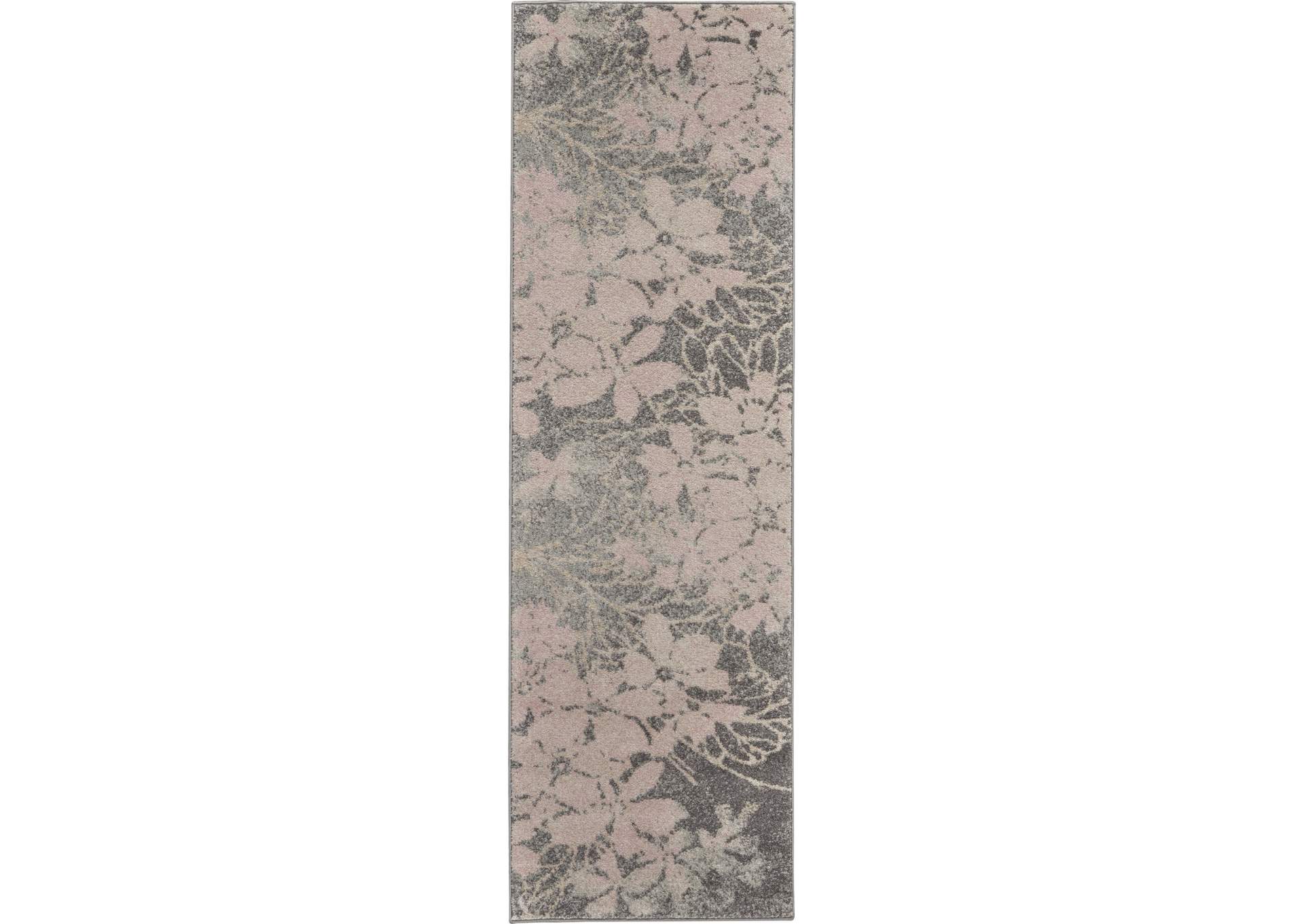 Nourison Tranquil TRA08 Pink and Grey 7' Runner Hallway Rug,Nourison