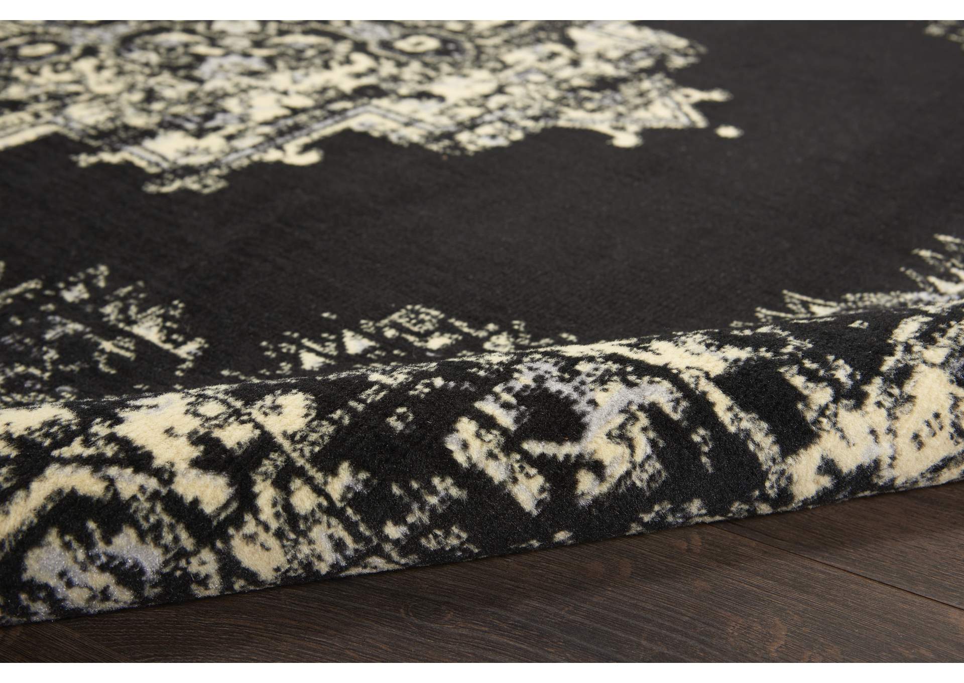 Nourison Grafix GRF14 Black and White 8'x10' Large Rug,Nourison