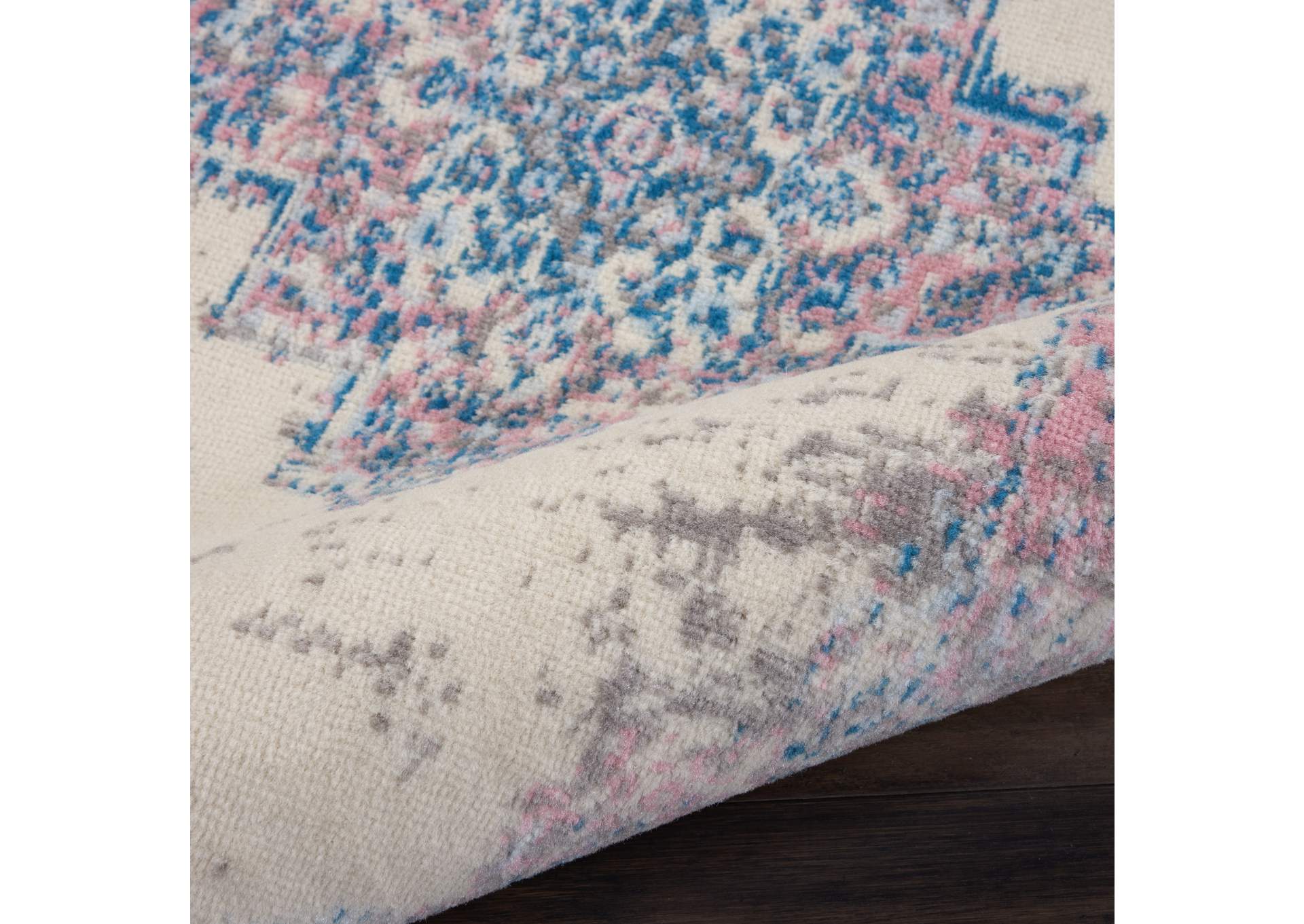 Nourison Grafix GRF14 White and Pink 8' Runner Hallway Rug,Nourison