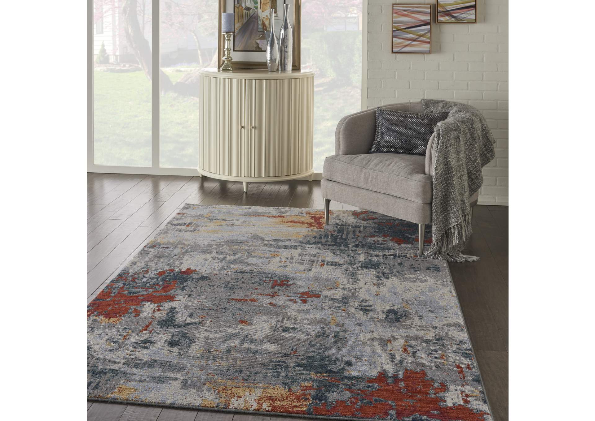 Nourison Artworks ATW03 Grey Multicolor 6'x8' Abstract Area Rug,Nourison
