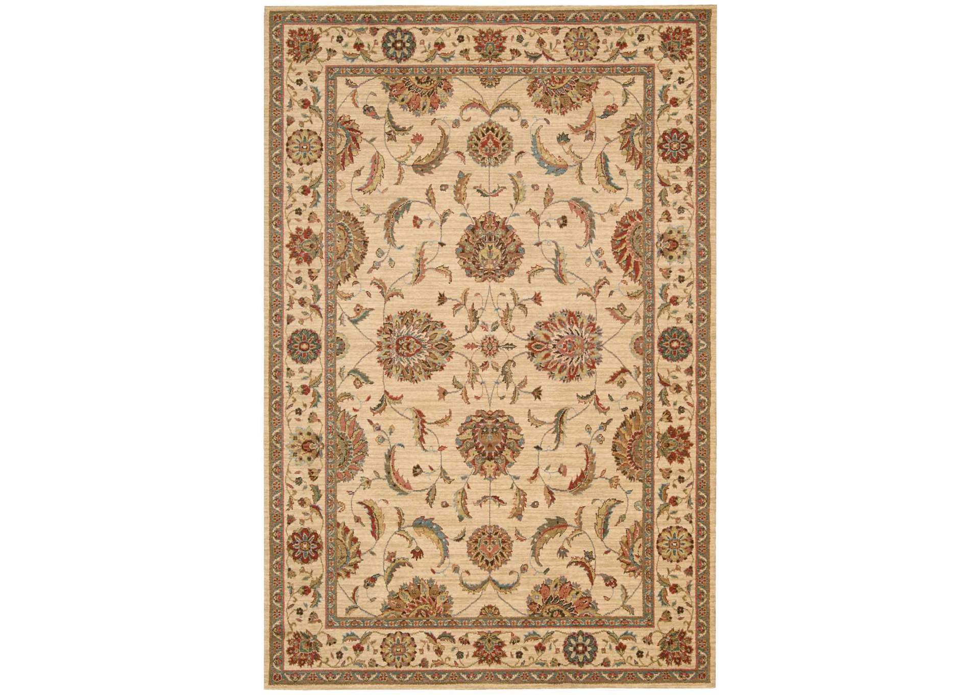 Nourison Living Treasures LI04 Beige and Red 5'x8' Area Rug,Nourison