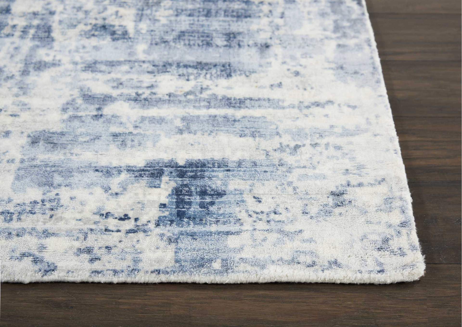 kathy ireland Home Safari Dreams KI372 Slate Blue and White 8' Runner Hallway Rug,Nourison