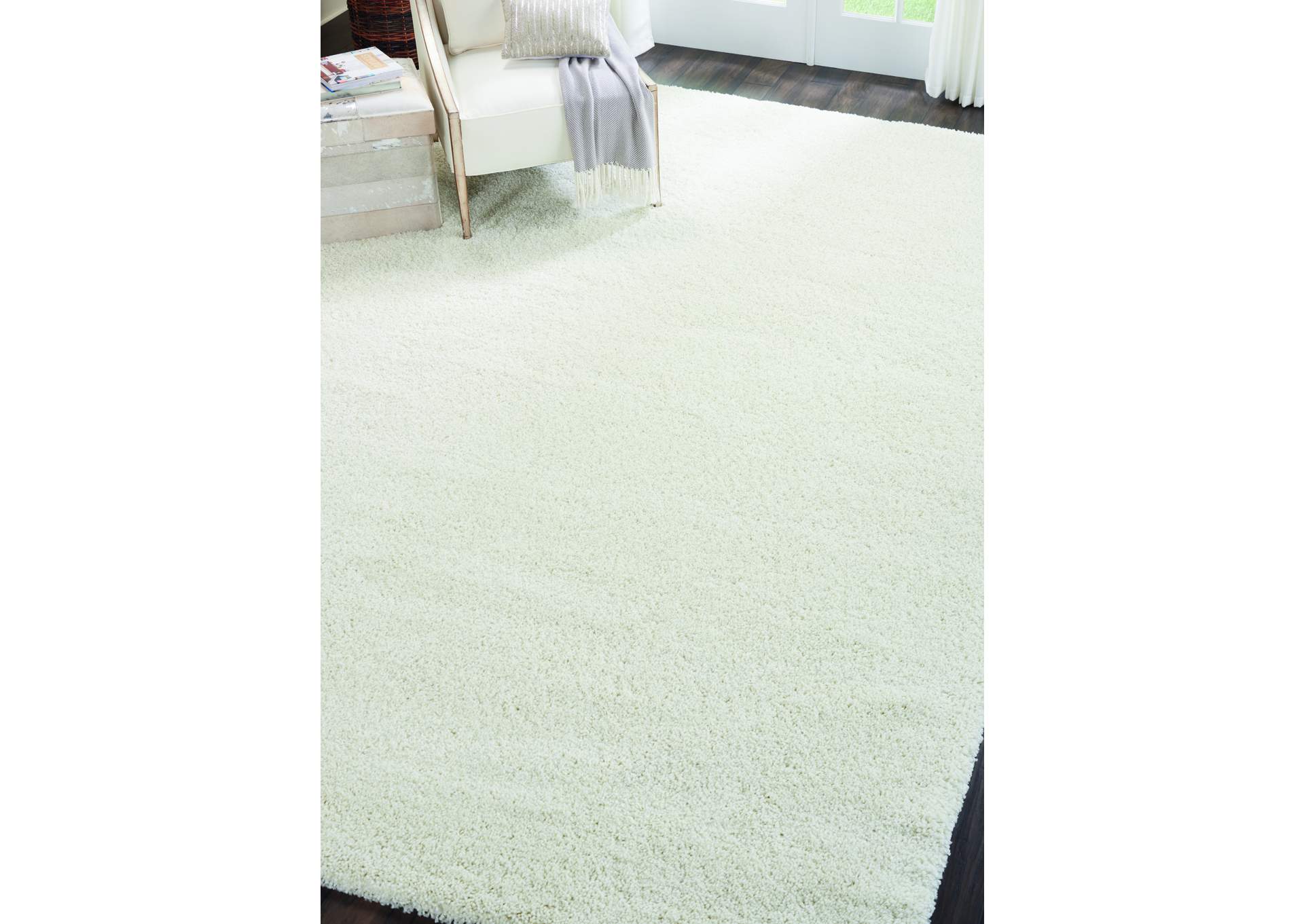 Nourison Malibu Shag MSG01 White 10'x13' Oversized Rug,Nourison