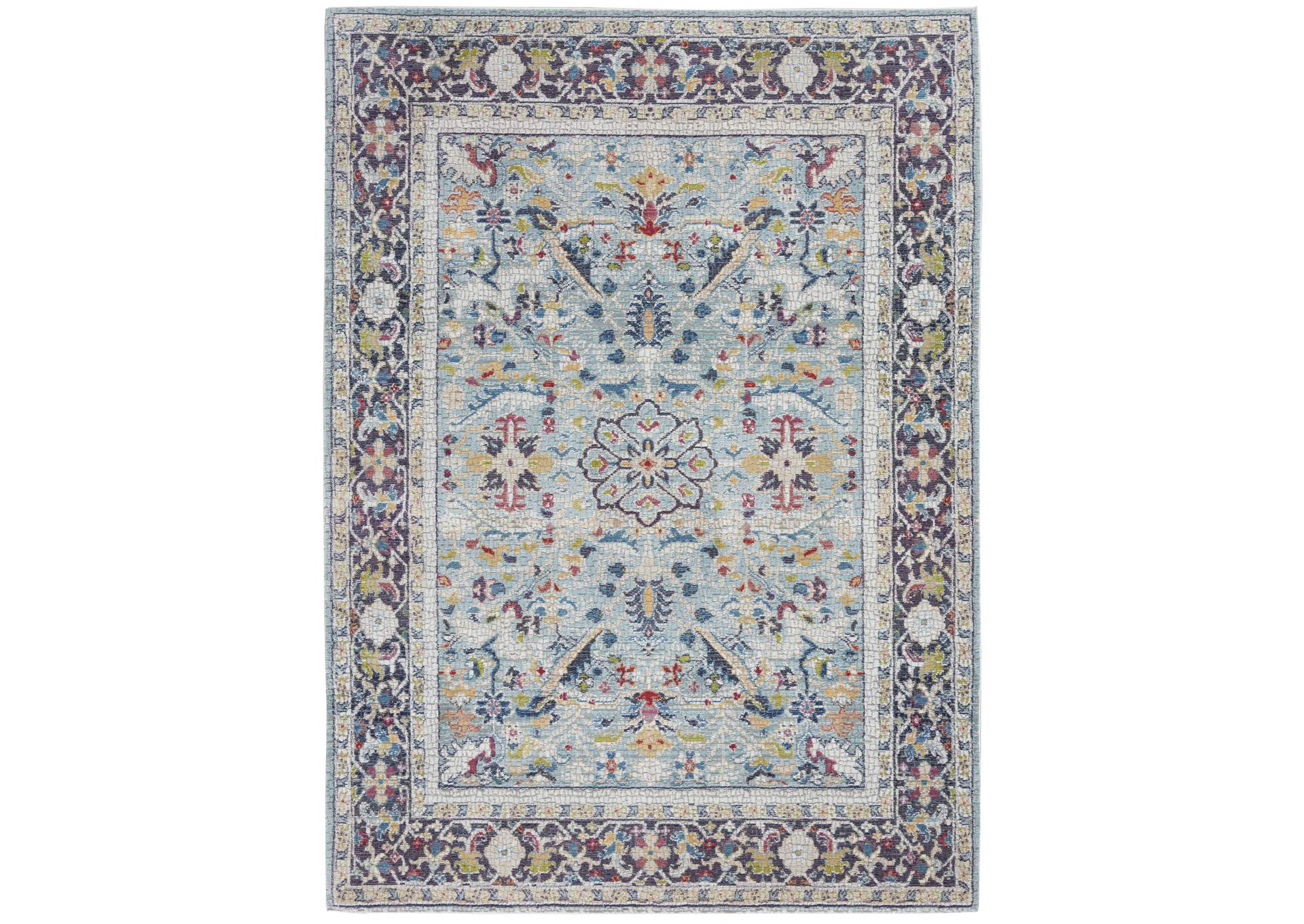 Nourison Ankara Global ANR14 Light Blue Multicolor 5'x8' Persian Area Rug,Nourison