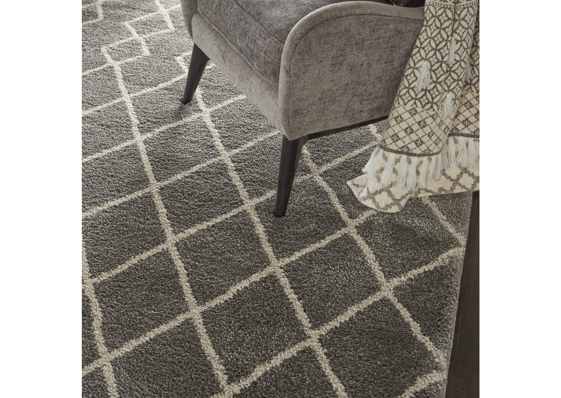 Nourison Martil MAT01 Grey 8'x10' Large Plush Rug,Nourison