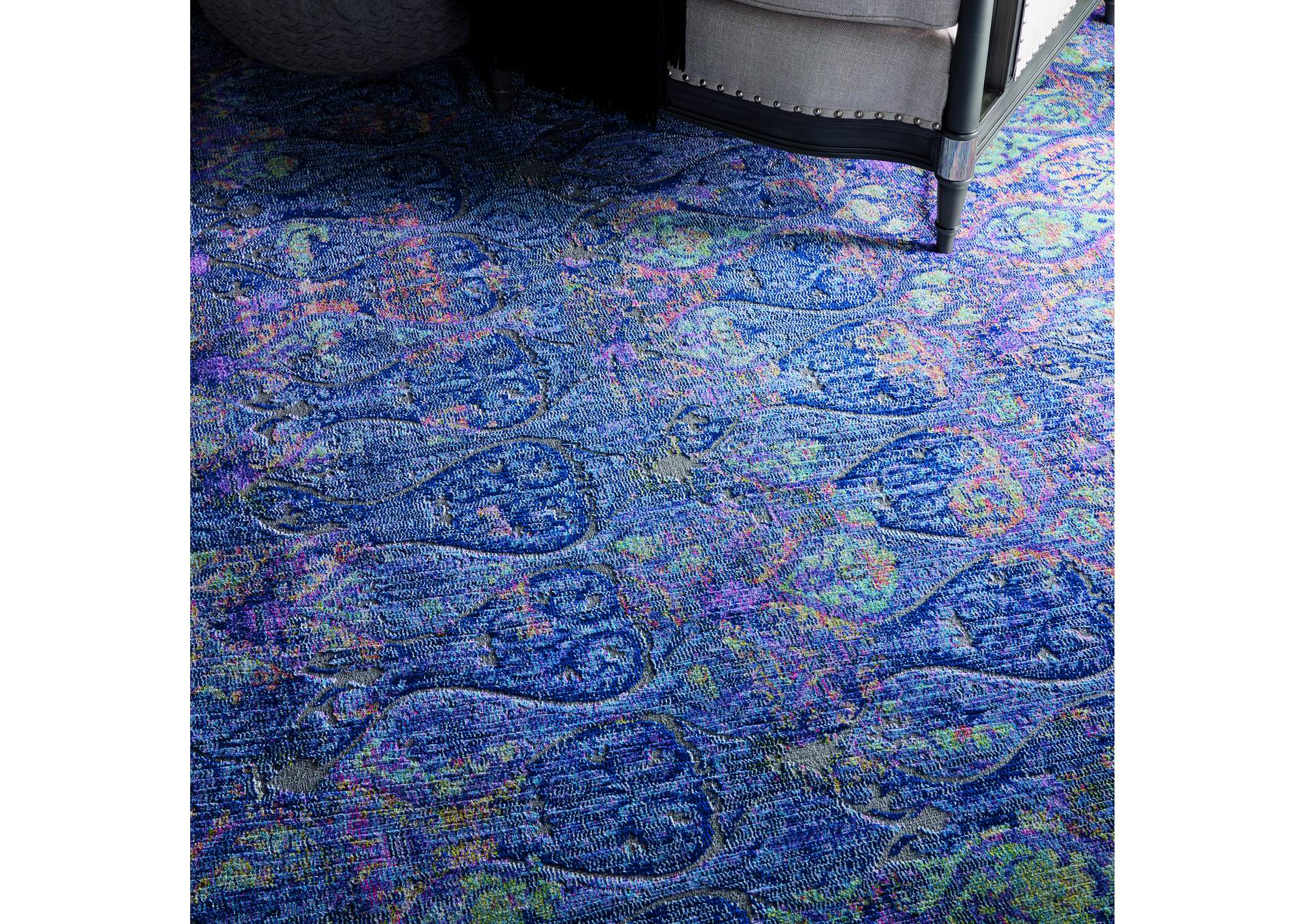 Nourison Ankara Global ANR08 Navy Blue Multicolor 9'x12' Oversized Low-pile Rug,Nourison