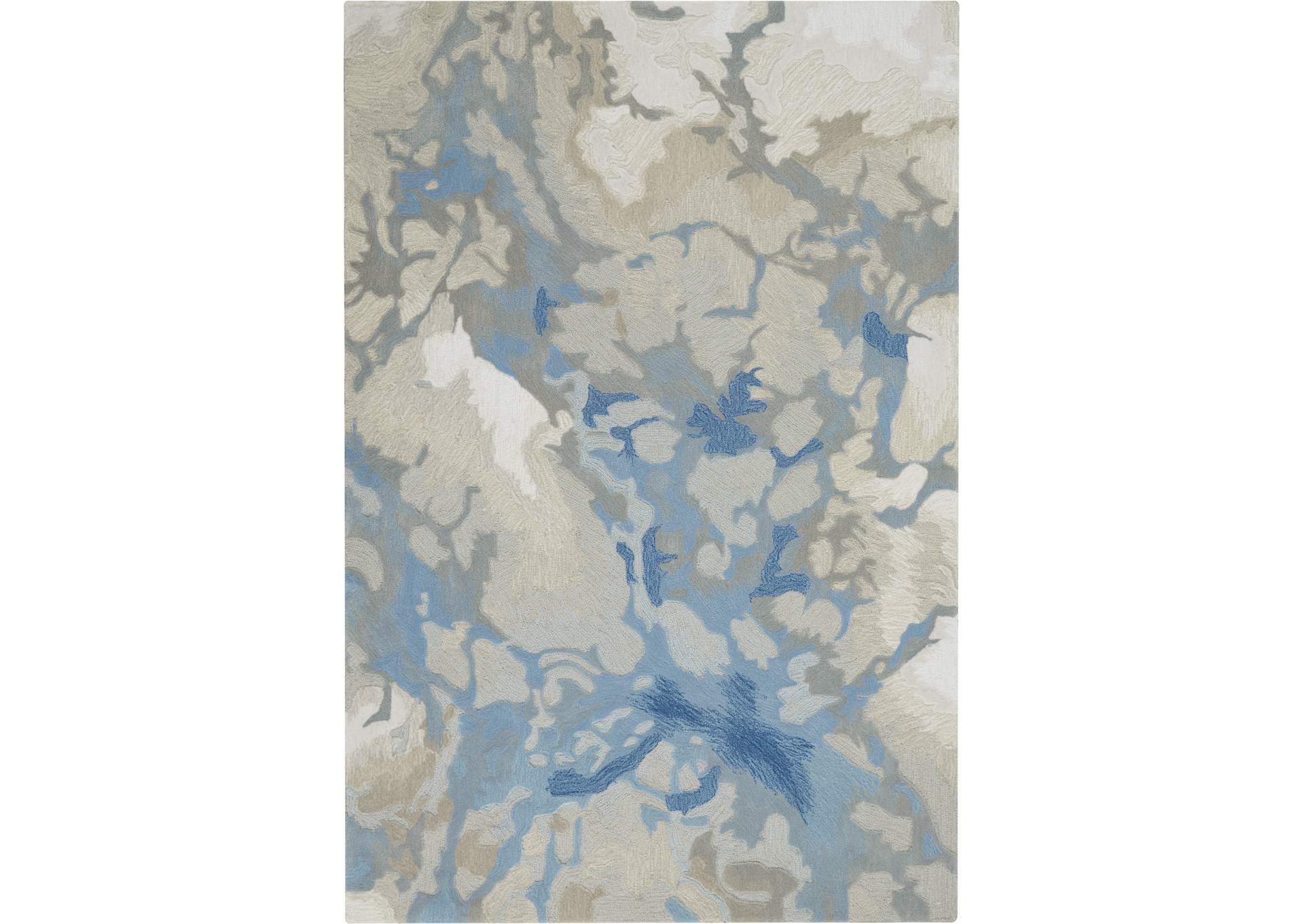 Nourison Symmetry SMM07 Beige and Blue 4'x6' Area Rug,Nourison