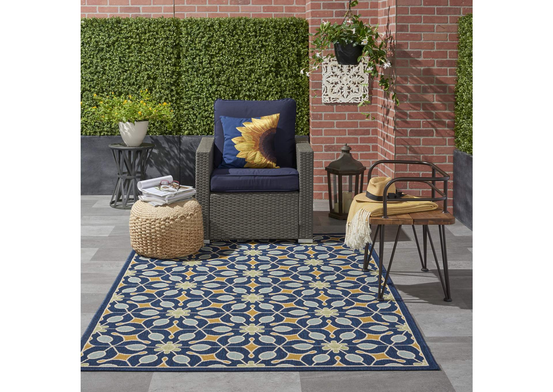 Nourison Caribbean CRB07 Dark Blue 4'x6' Area Rug,Nourison