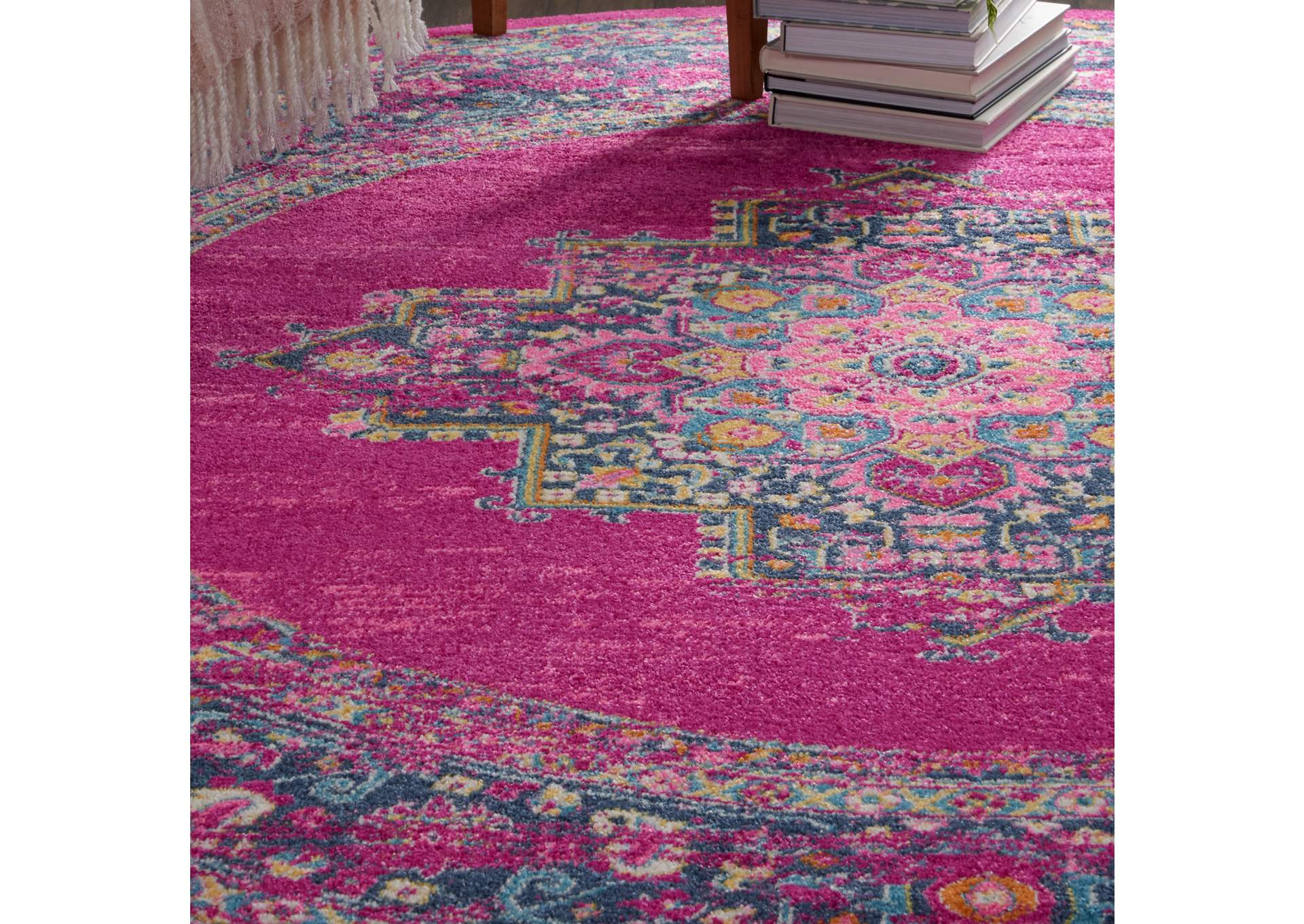 Nourison Passion PSN03 Pink 8' Round Large Rug,Nourison