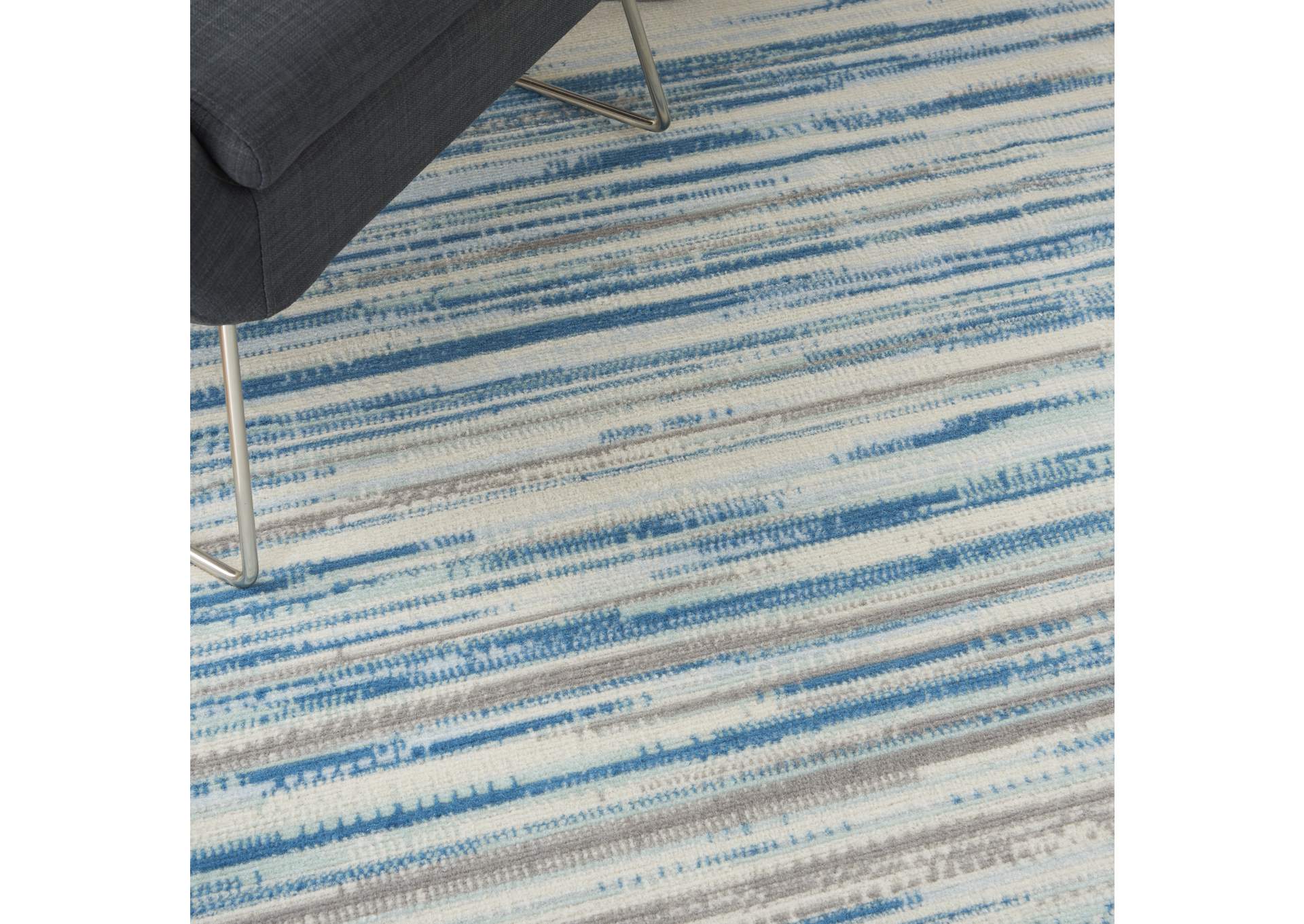 Nourison Jubilant JUB04 Teal Blue and White 4'x6' Beach Area Rug,Nourison