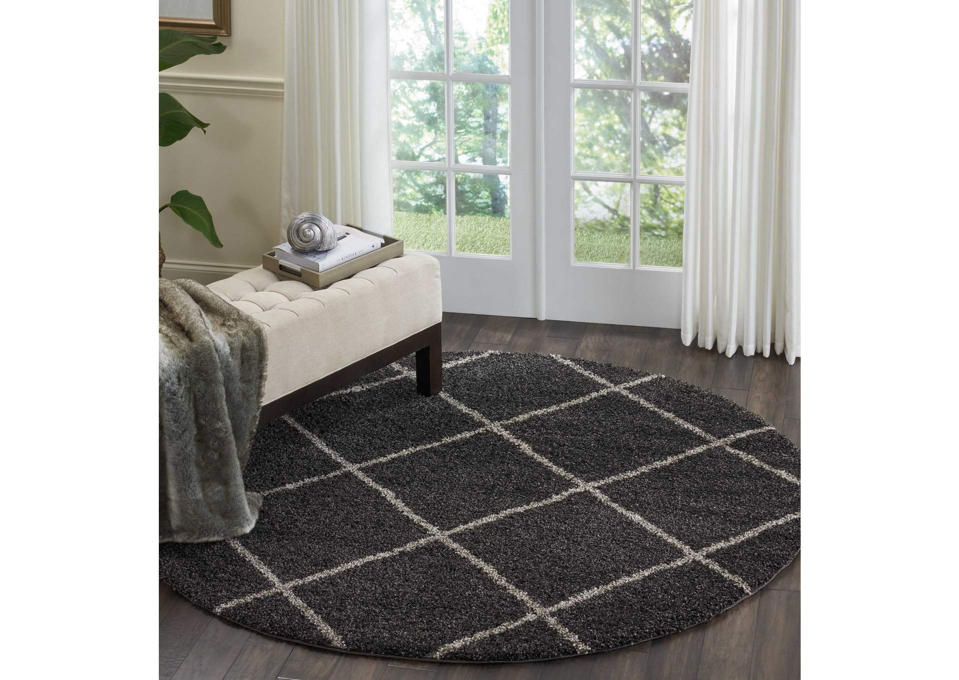 Nourison Brisbane BRI03 Black 7' Round Rug,Nourison