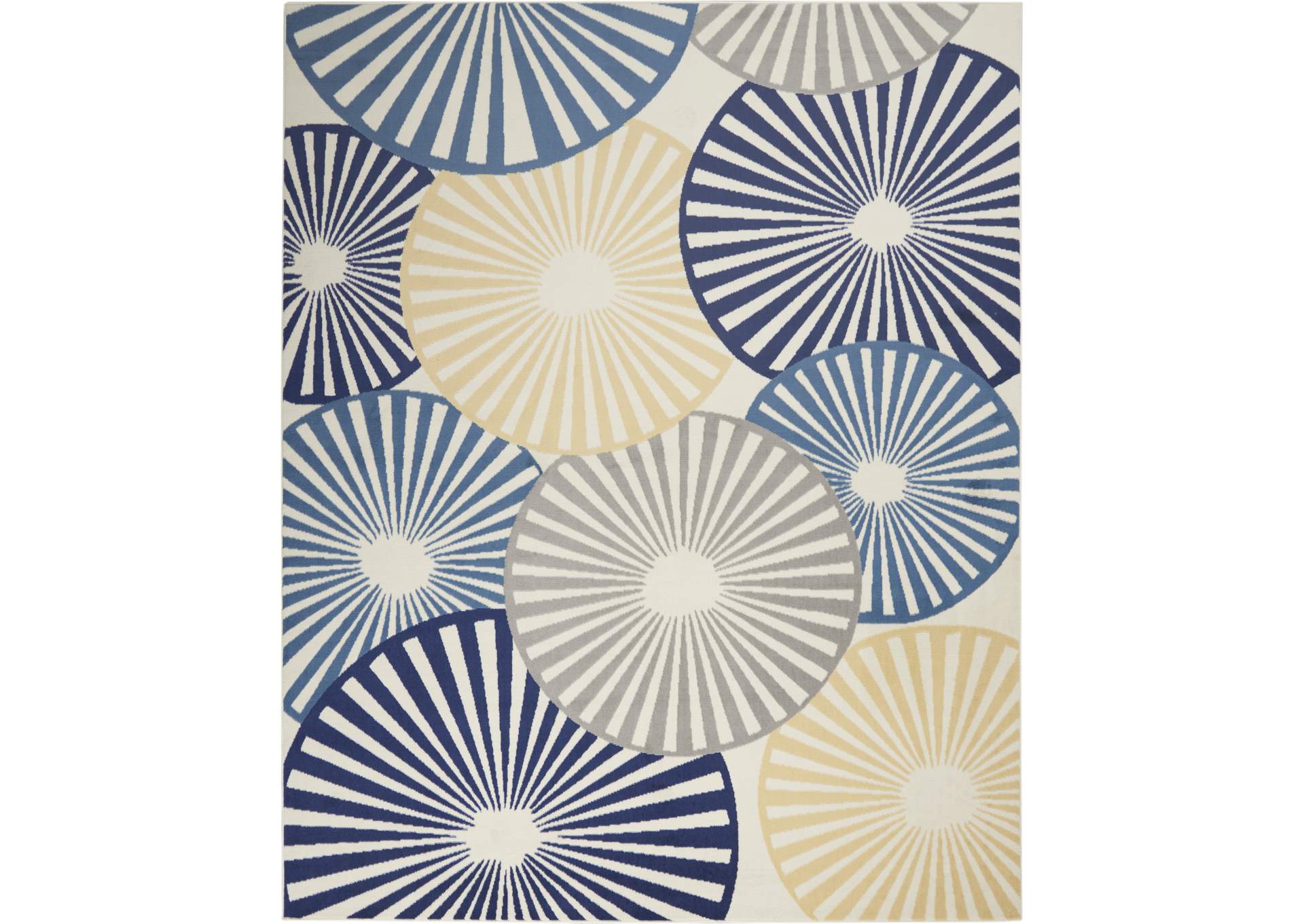 Nourison Grafix GRF20 White and Blue 8'x10' Large Rug,Nourison