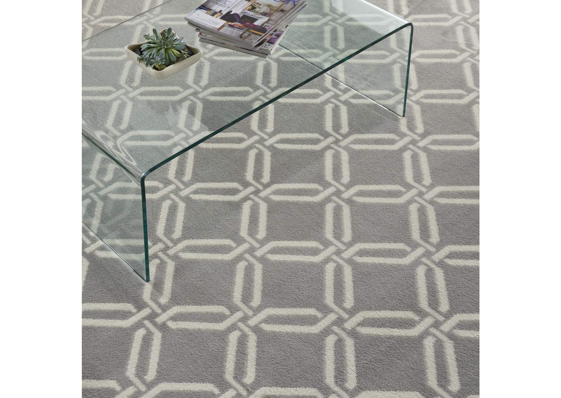 Nourison Jubilant JUB17 Grey 8'x10' Large Low-pile Rug,Nourison