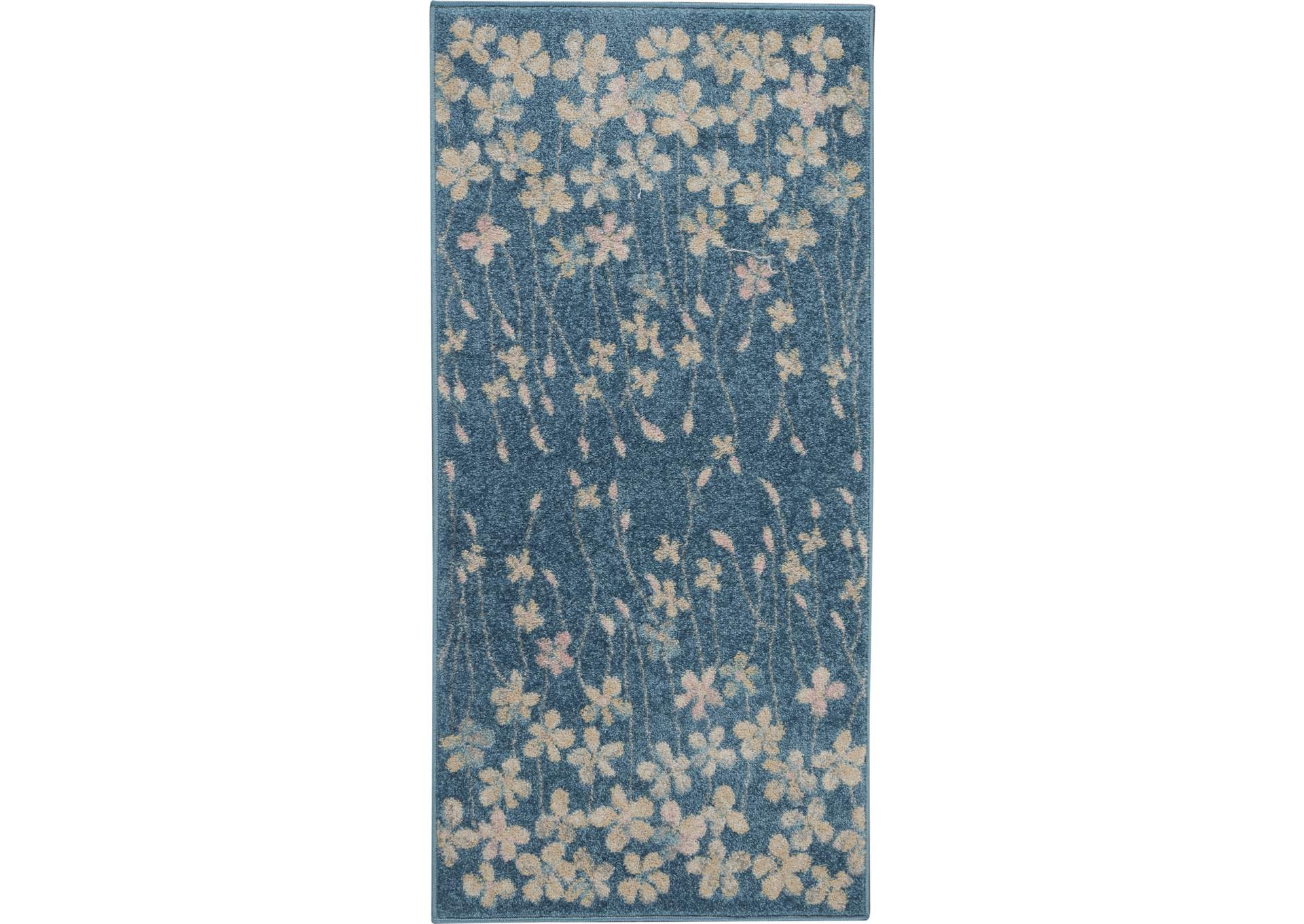 Nourison Tranquil 2'x4' Turquoise Blue Floral Small Rug,Nourison