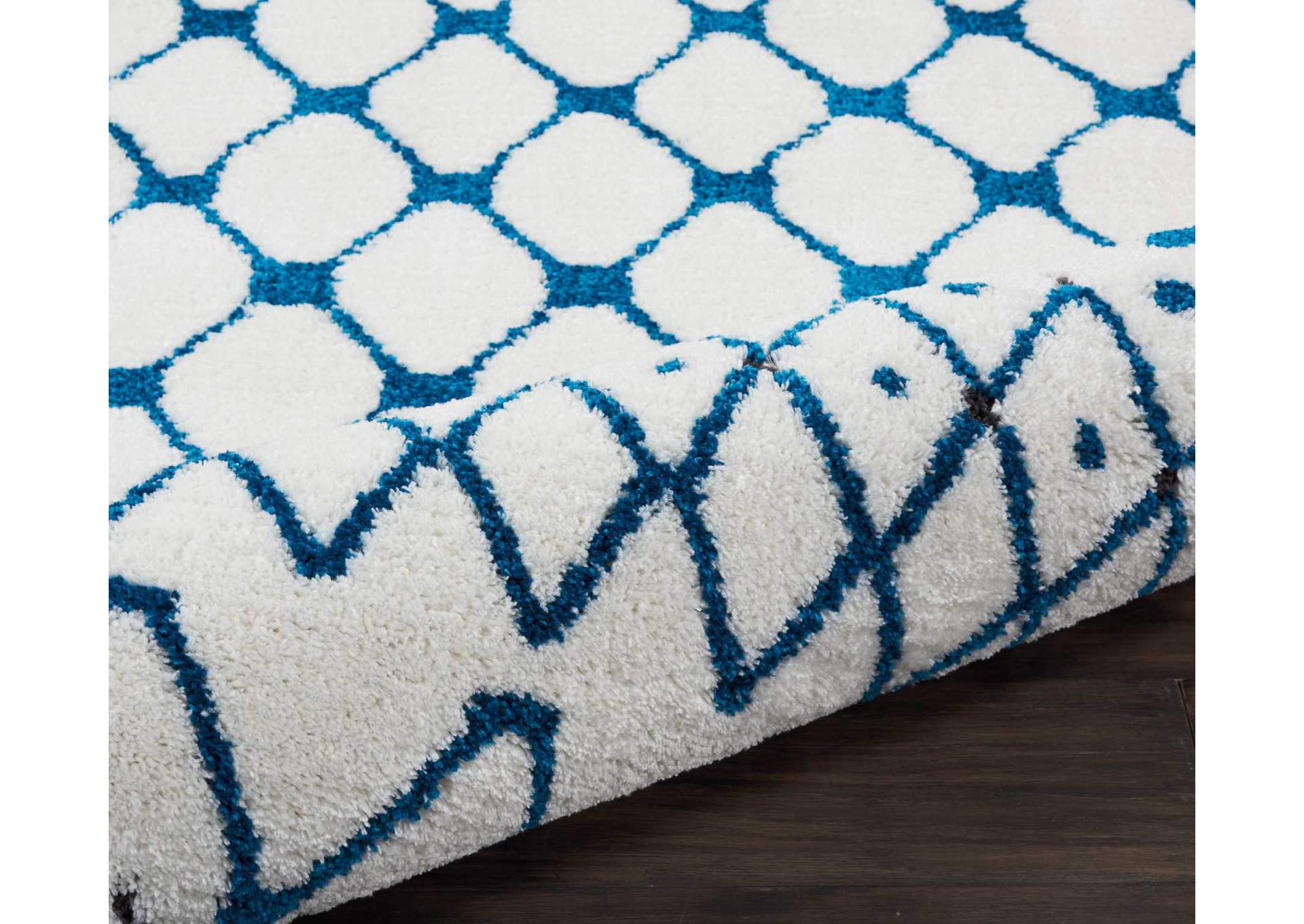 Nourison Kamala DS500 White and Blue 8' Runner Hallway Rug,Nourison