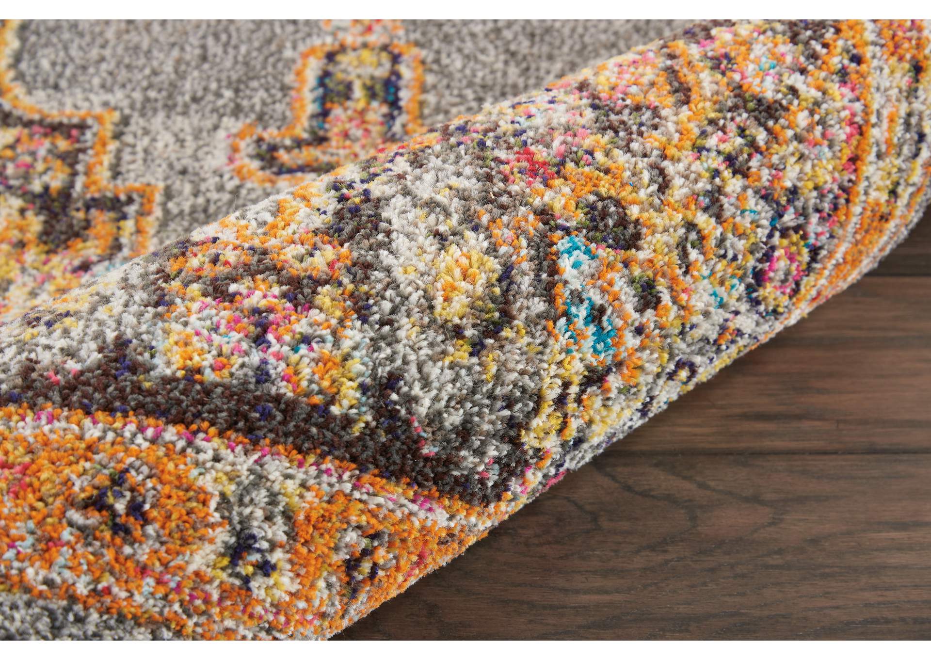 Nourison Passionate PST01 Grey Multicolor 8' Runner Hallway Rug,Nourison