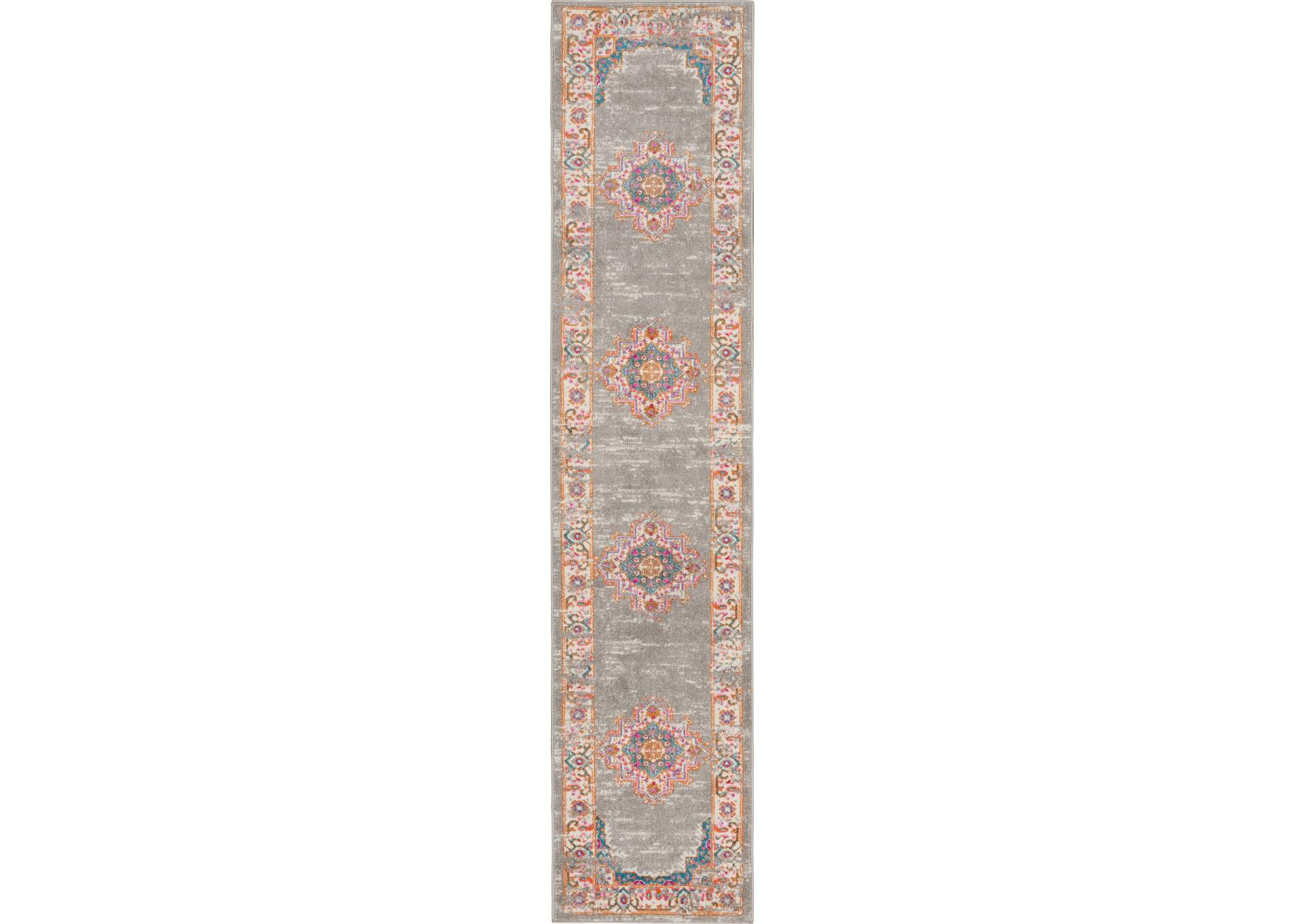 Nourison Passion PSN03 Grey 10' Runner Hallway Rug,Nourison