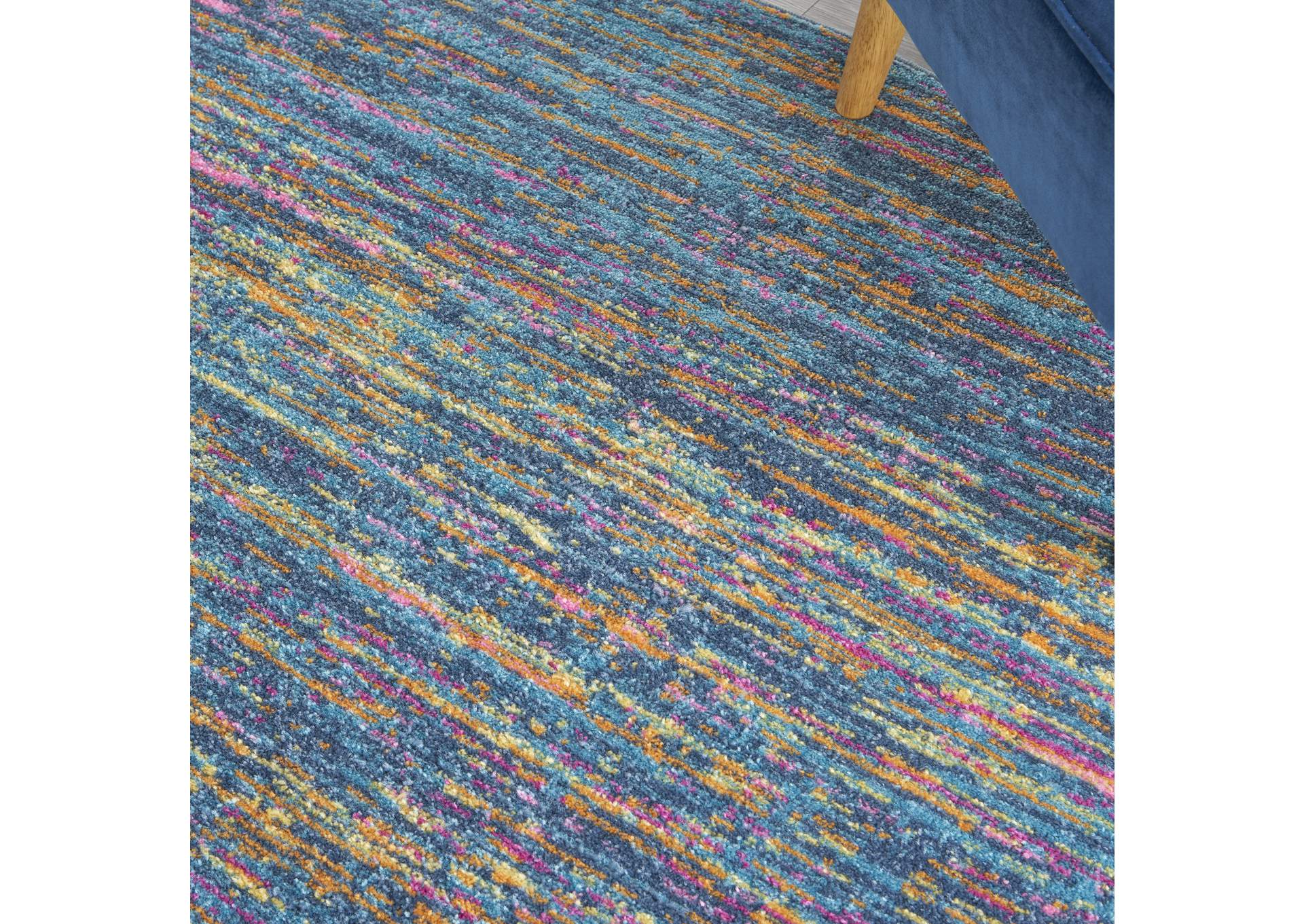 Nourison Passion 4' Round Blue Multicolor Area Rug,Nourison
