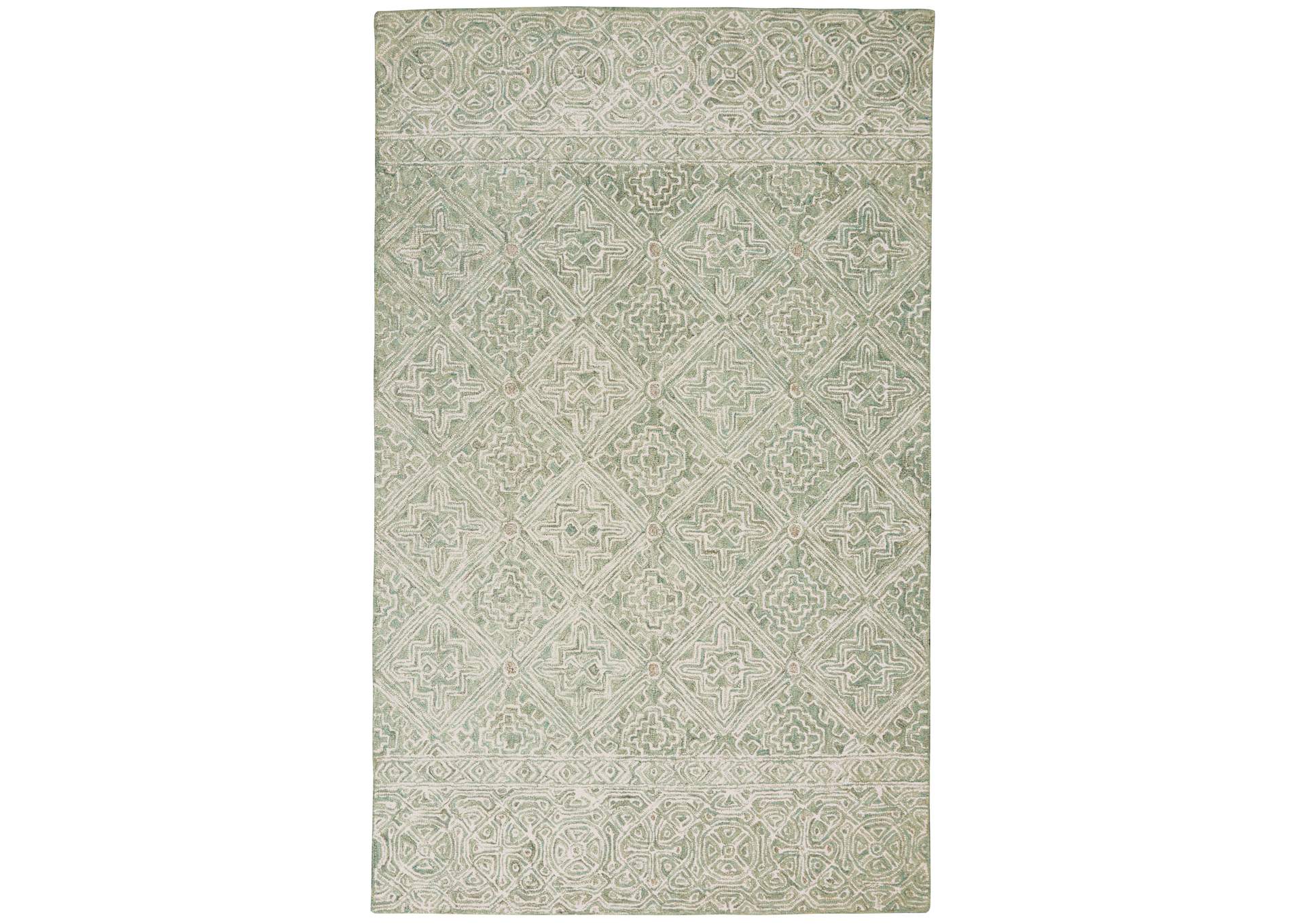 Nourison Azura AZM01 Teal and White 5'x8' Farmhouse Area Rug,Nourison
